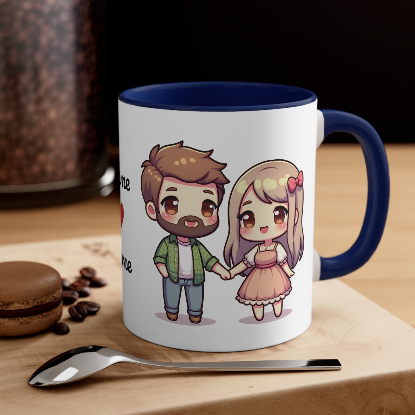 Beardman Couple Collection 2 Personalized Cute - Custom Accent Coffee Mug, 11oz