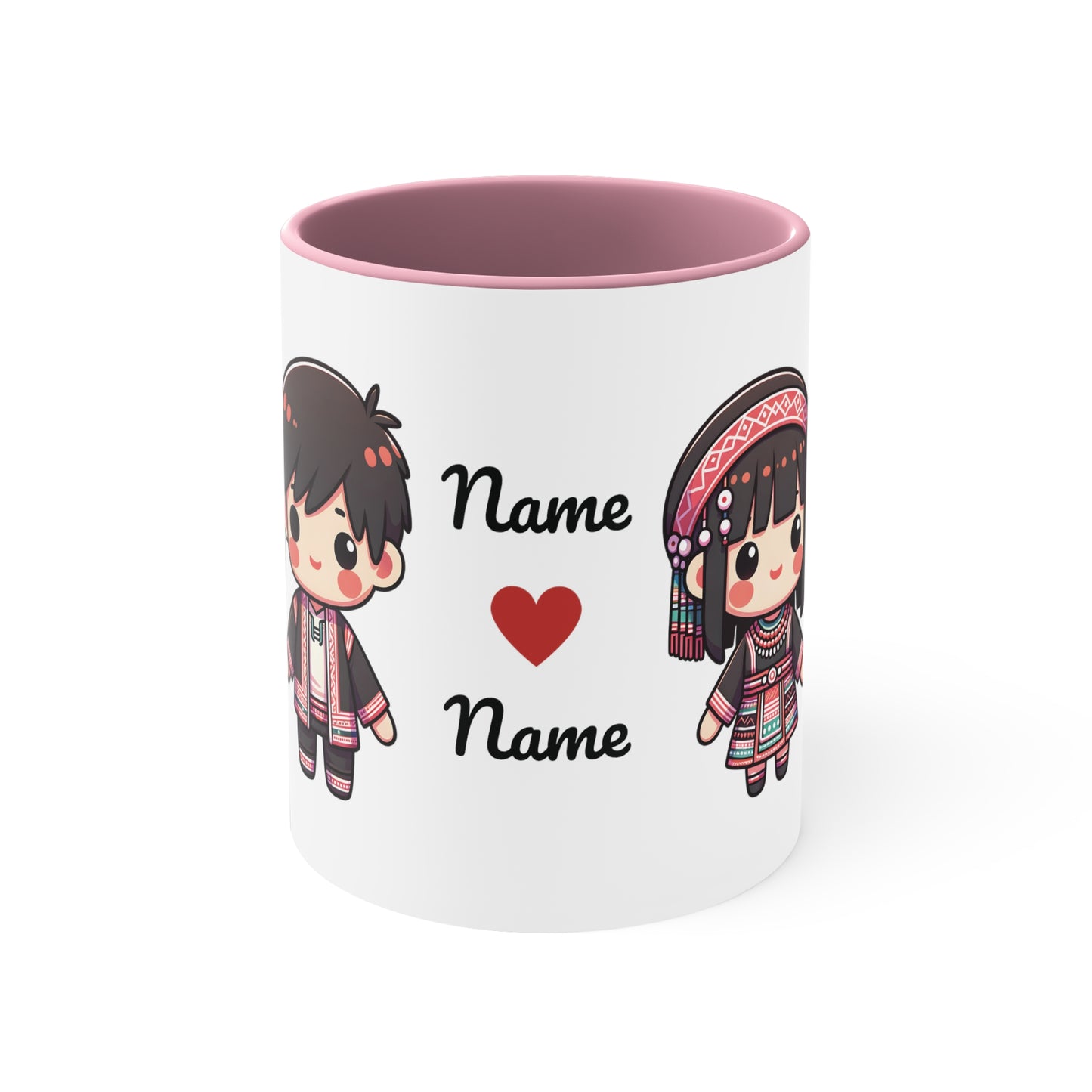 Hmong Couple Traditional Hmong Clothes Collection 4 Personalized Cute - Custom Accent Coffee Mug, 11oz