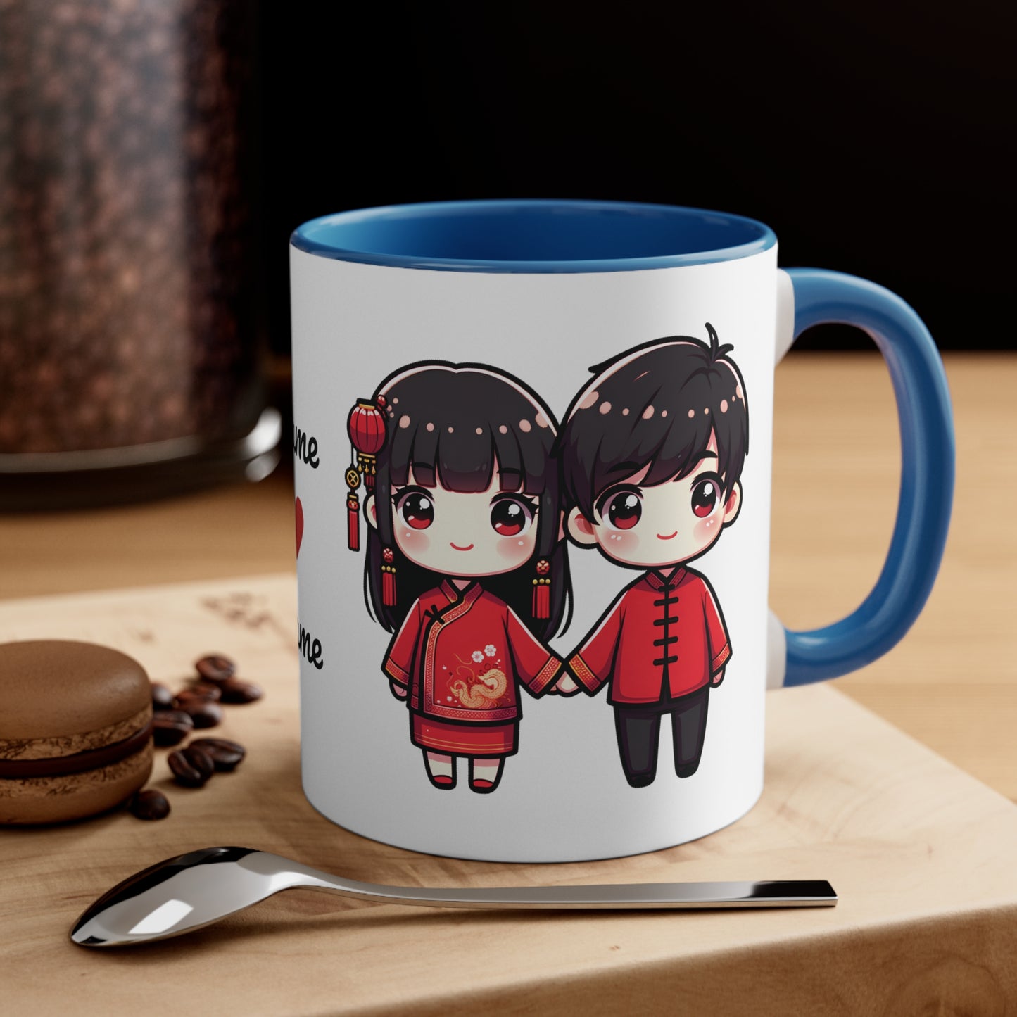 Chinese Couple in Chinese Clothes Collection 3 Personalized Cute - Custom Accent Coffee Mug, 11oz