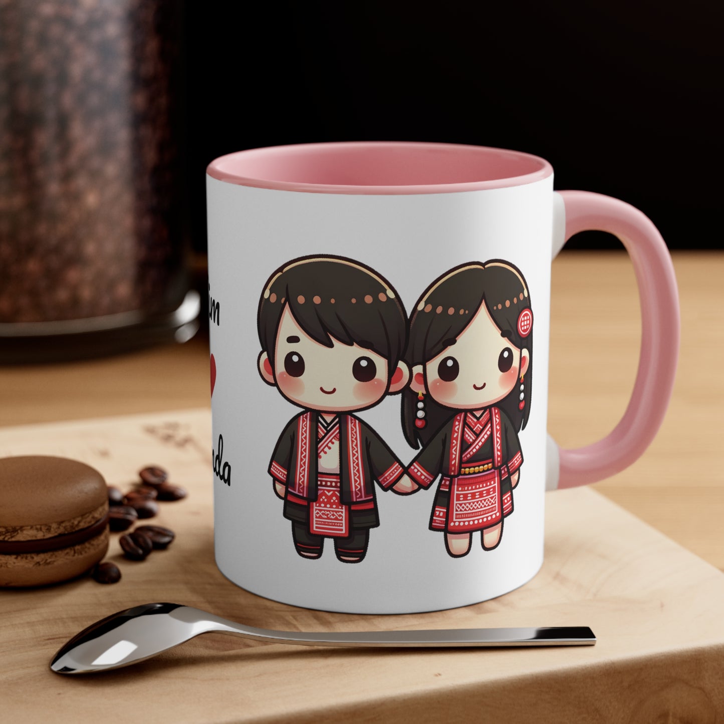 Hmong Couple Red Collection 2 Personalized Cute - Custom Accent Coffee Mug, 11oz