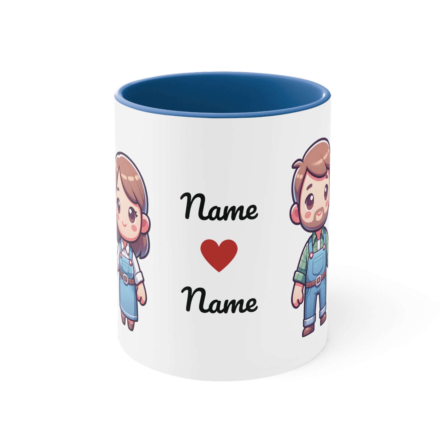 Farmer Couple Collection 1 Personalized Cute - Custom Accent Coffee Mug, 11oz