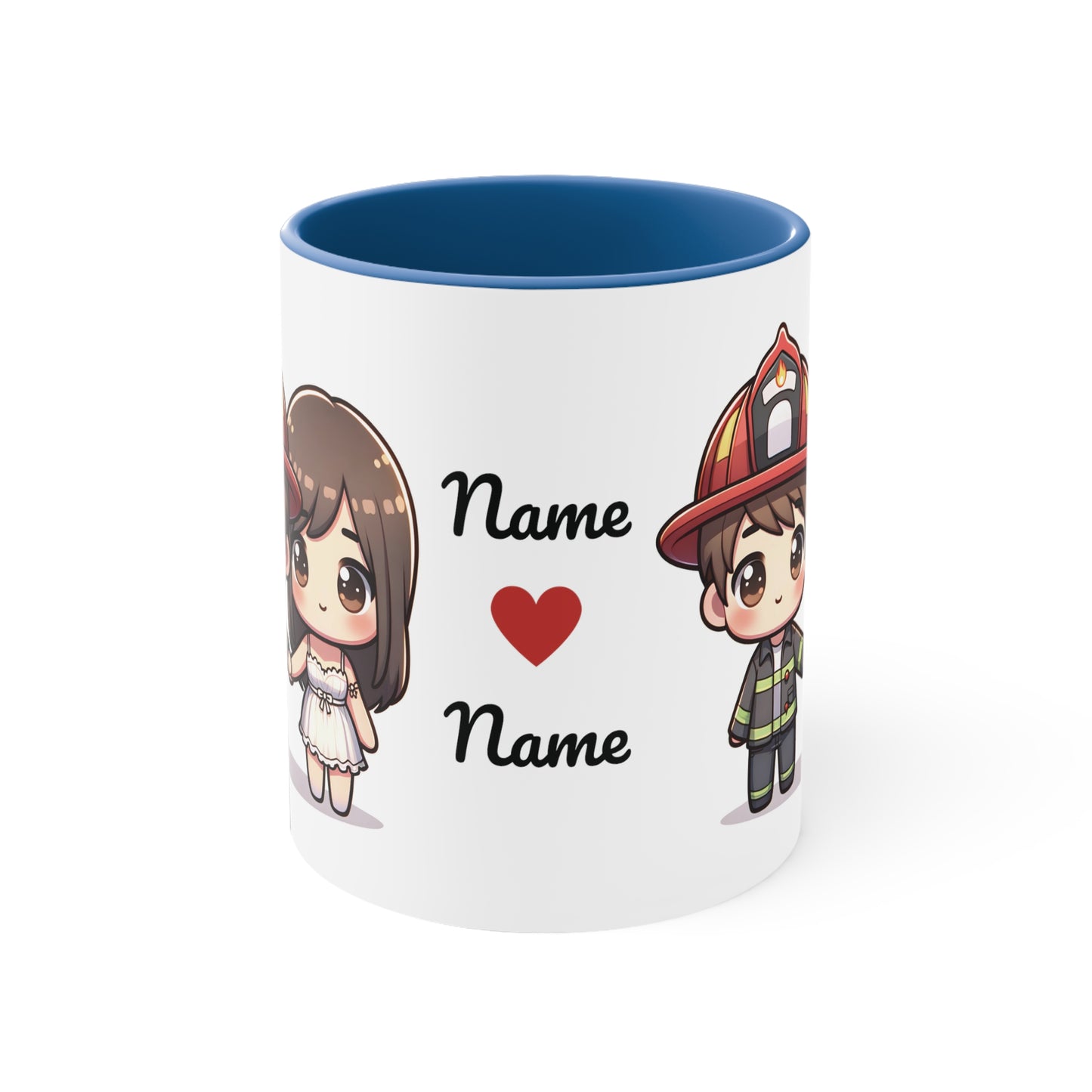 Firefighter Couple Collection 4 Personalized Cute - Custom Accent Coffee Mug, 11oz