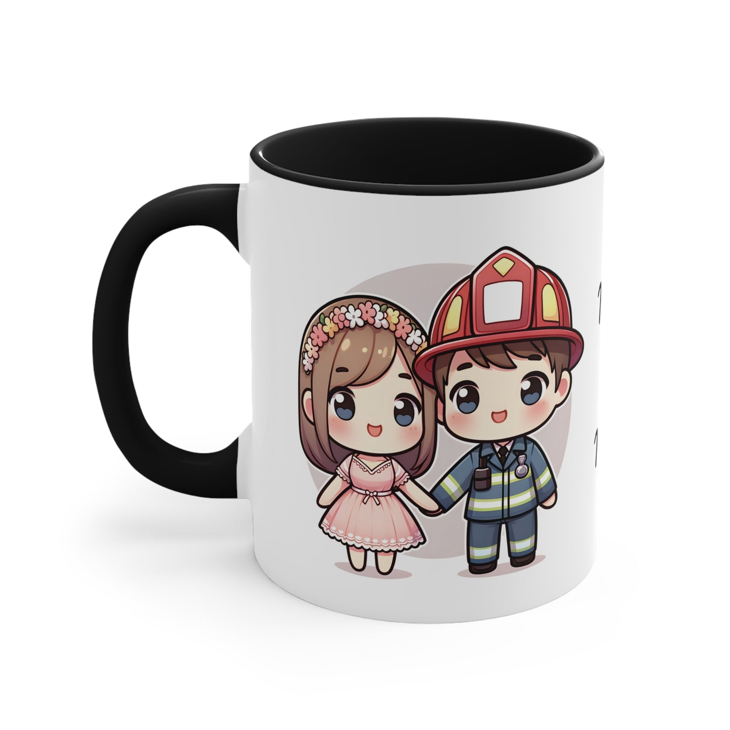 Firefighter Couple Collection 1 Personalized Cute - Custom Accent Coffee Mug, 11oz