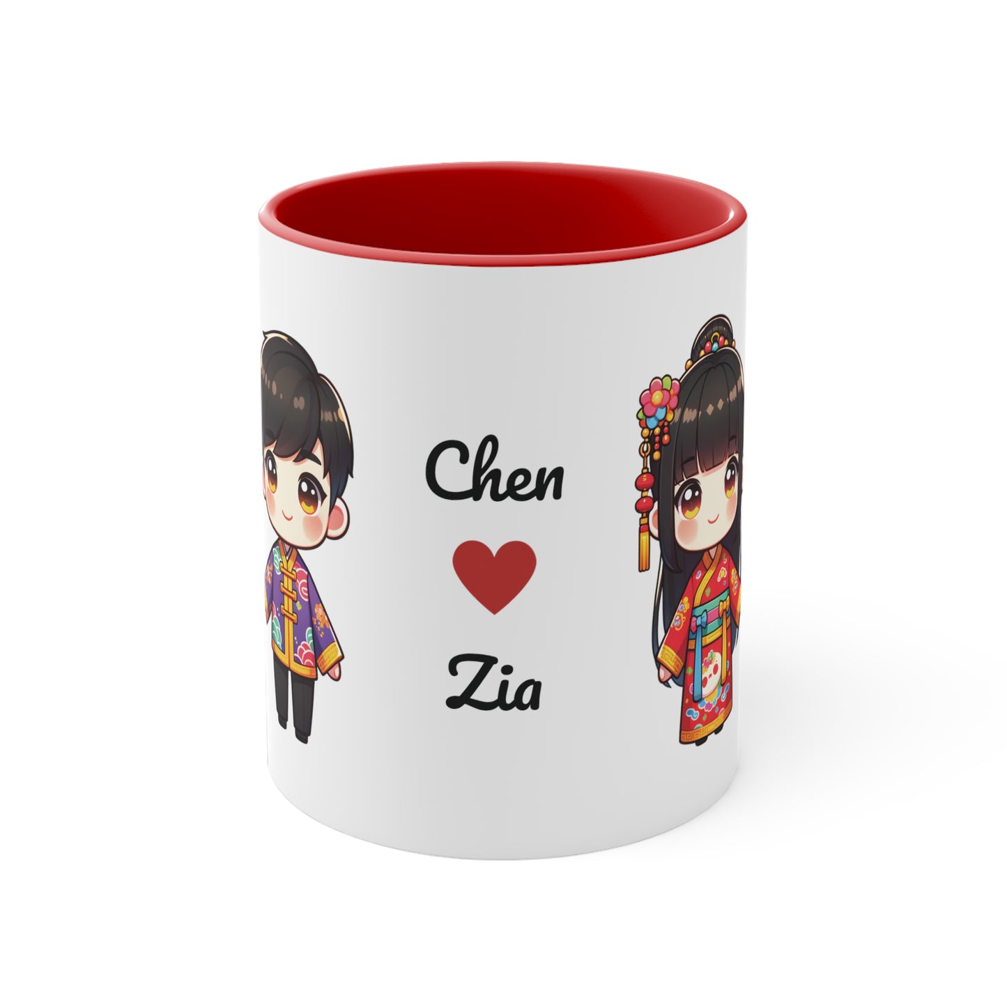 Chinese Couple in Chinese Clothes Collection 1 Personalized Cute - Custom Accent Coffee Mug, 11oz