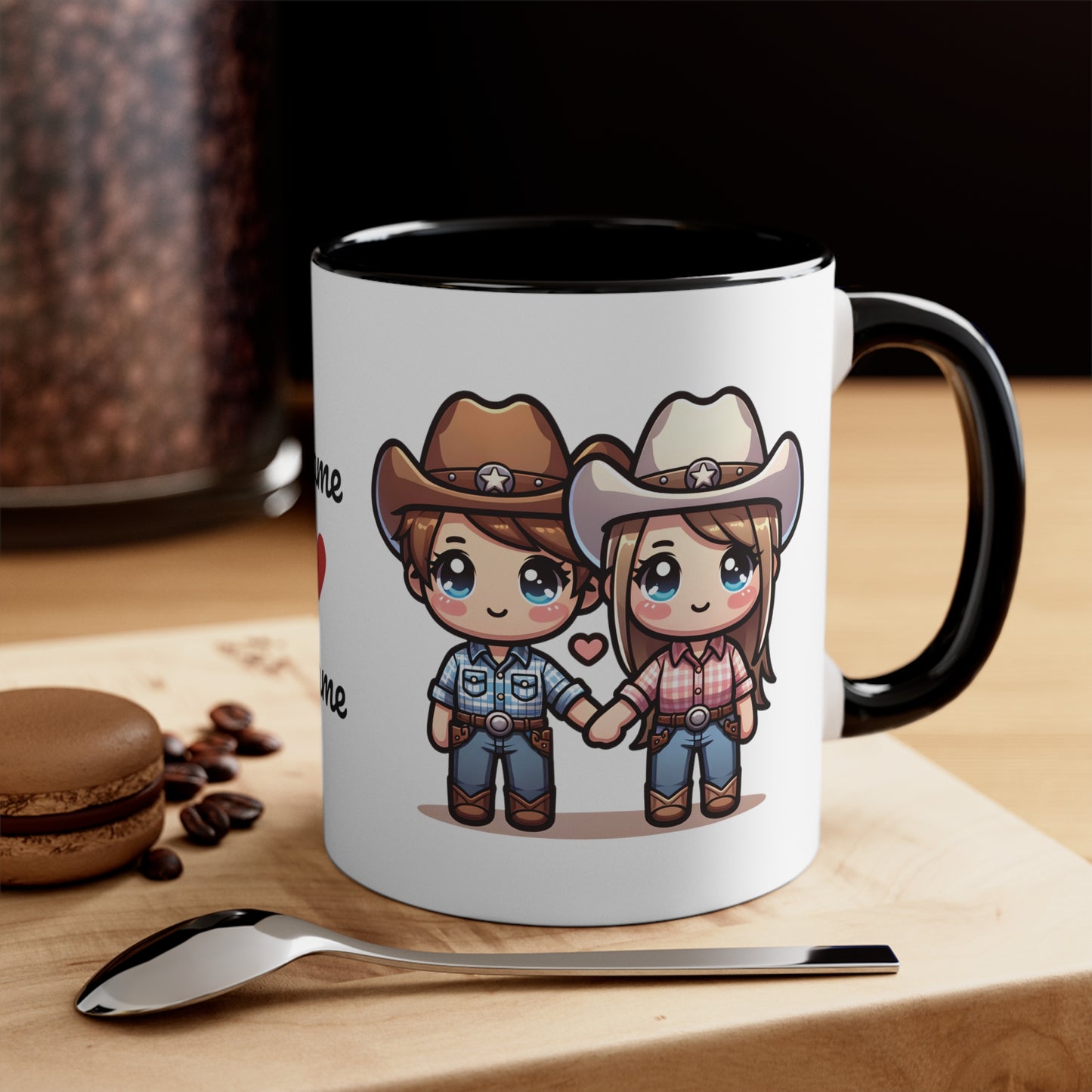 Cowboy Couple Collection 4 Personalized Cute - Custom Accent Coffee Mug, 11oz