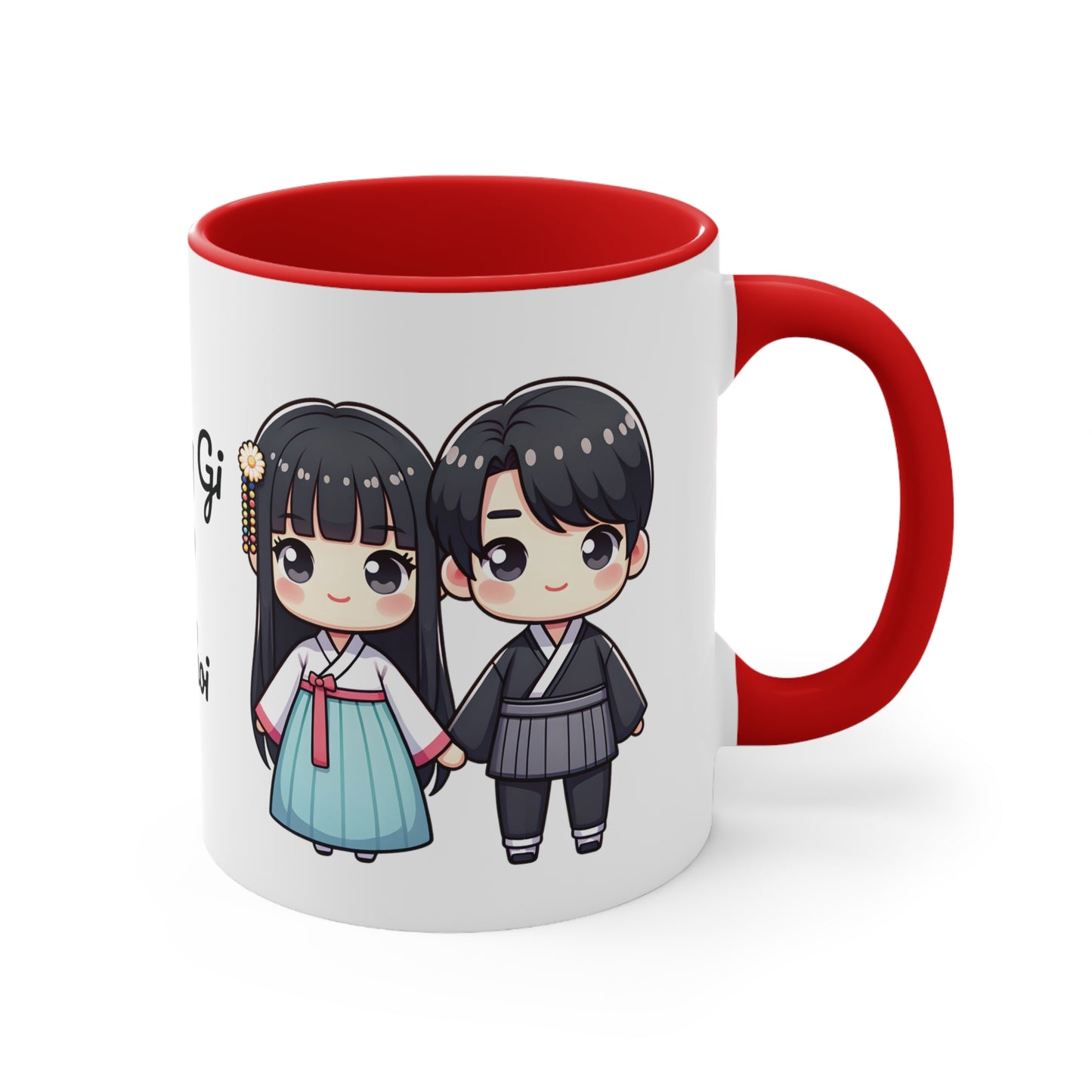 Korean Couple in Korean Clothes Collection 1 Personalized Cute - Custom Accent Coffee Mug, 11oz