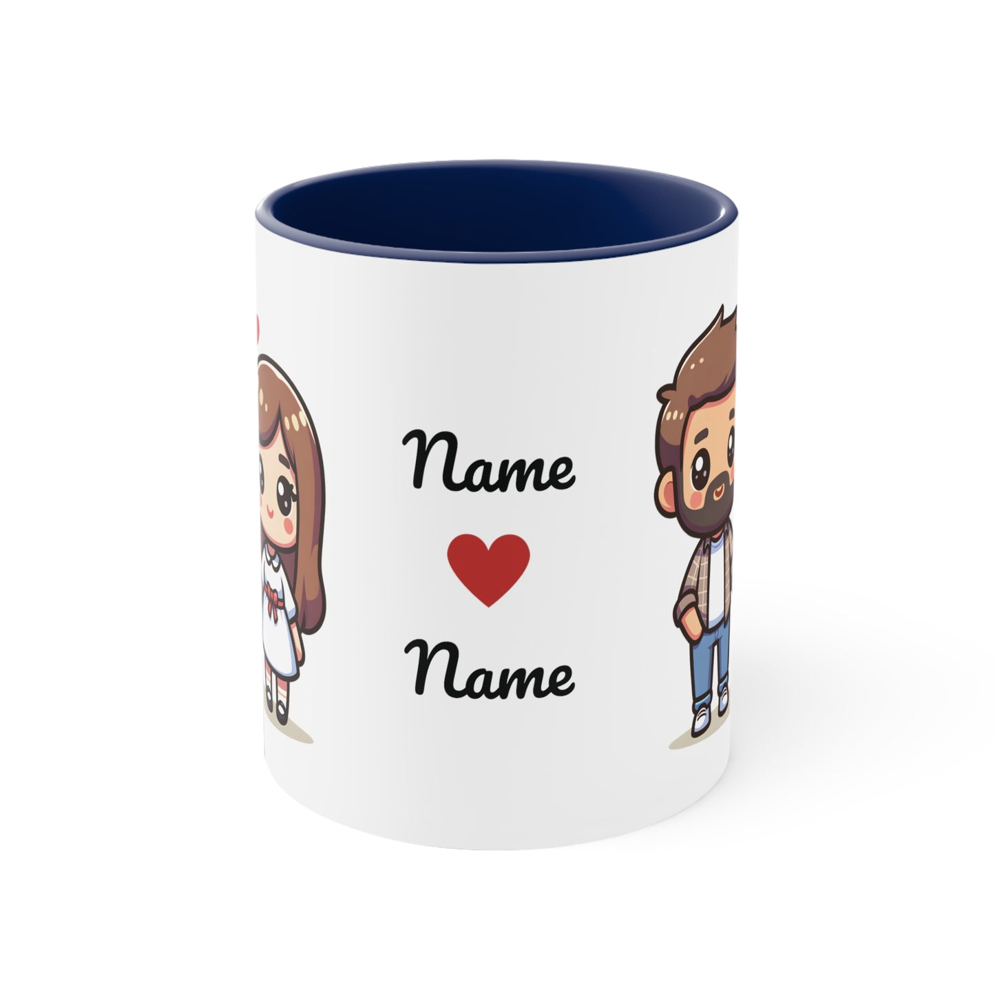 Beardman Couple Collection 1 Personalized Cute - Custom Accent Coffee Mug, 11oz