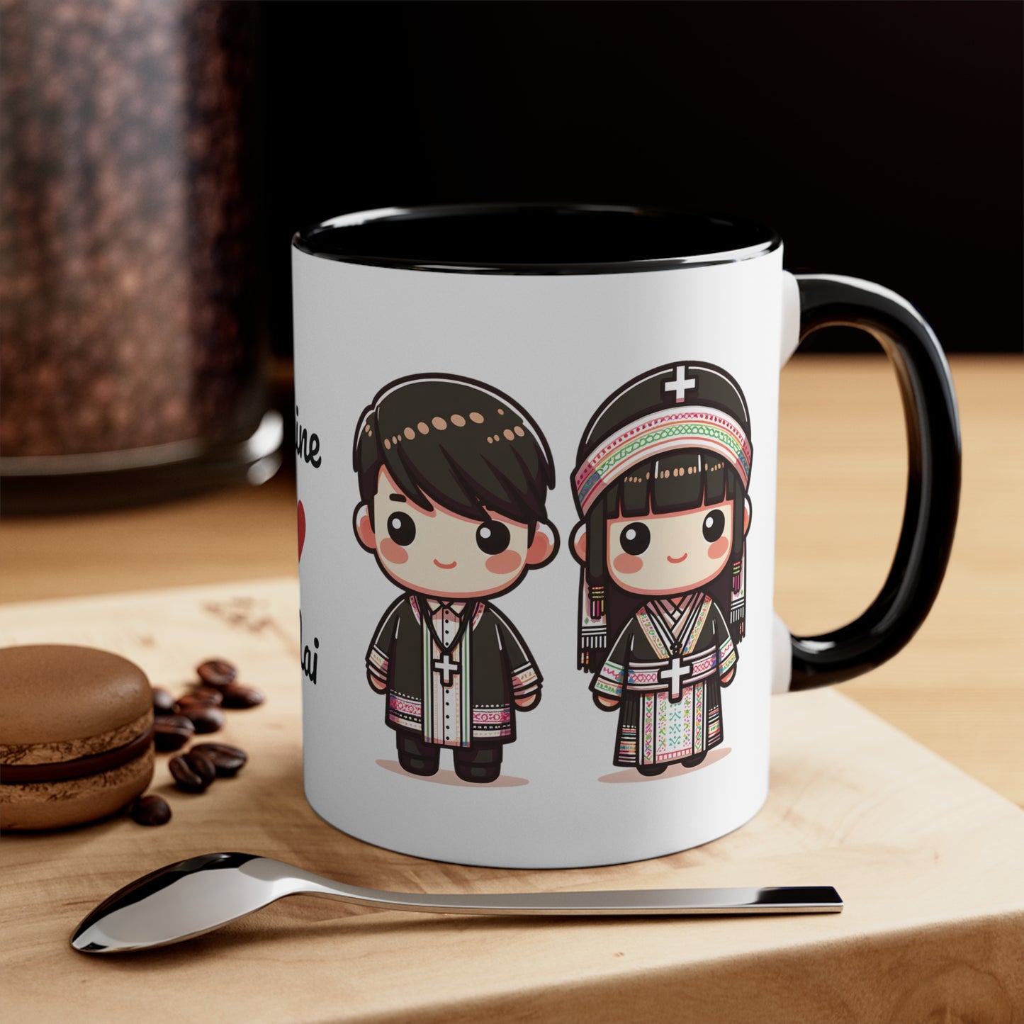 Hmong Christian Couple Colorful Collection 1 Personalized Cute - Custom Accent Coffee Mug, 11oz