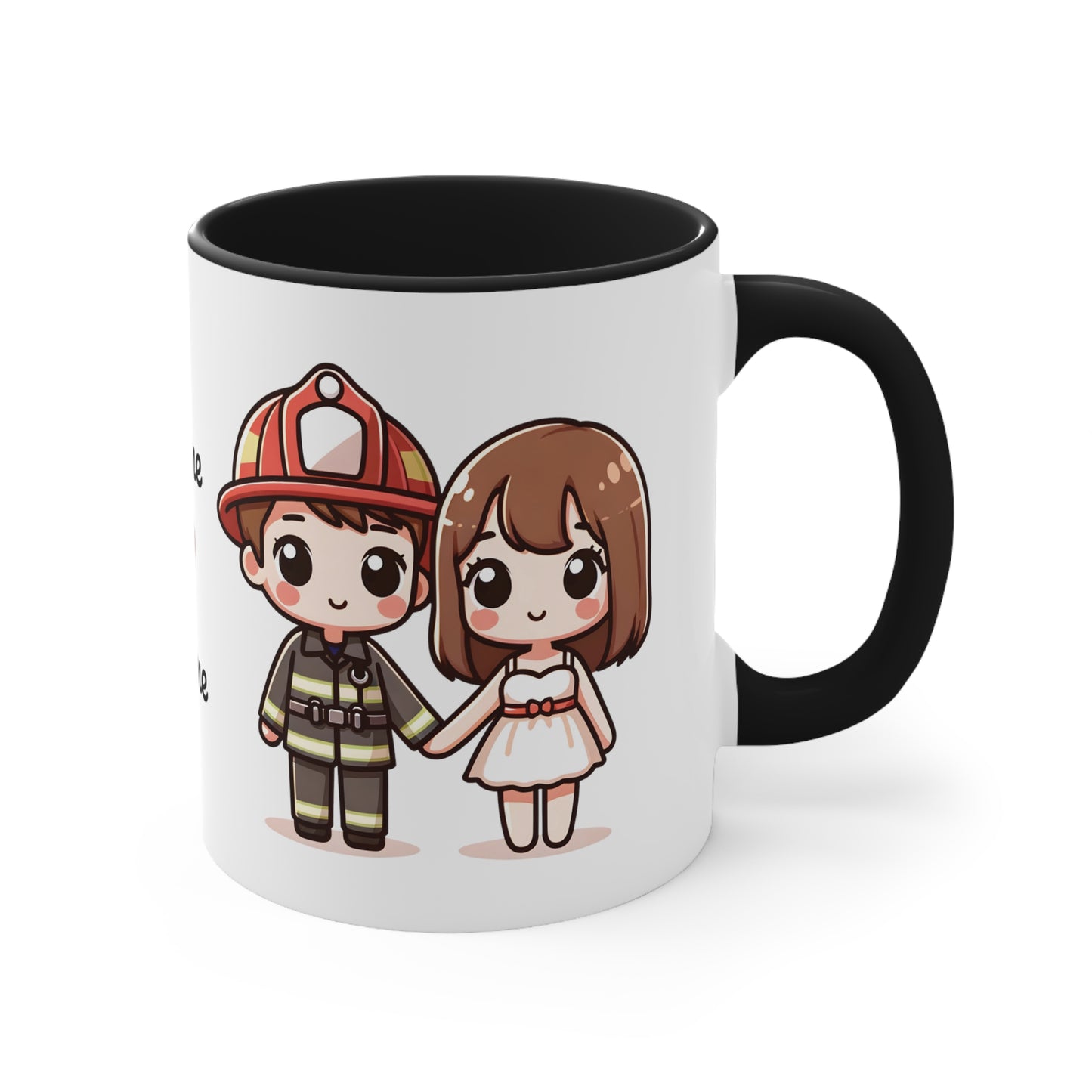 Firefighter Couple Collection 5 Personalized Cute - Custom Accent Coffee Mug, 11oz