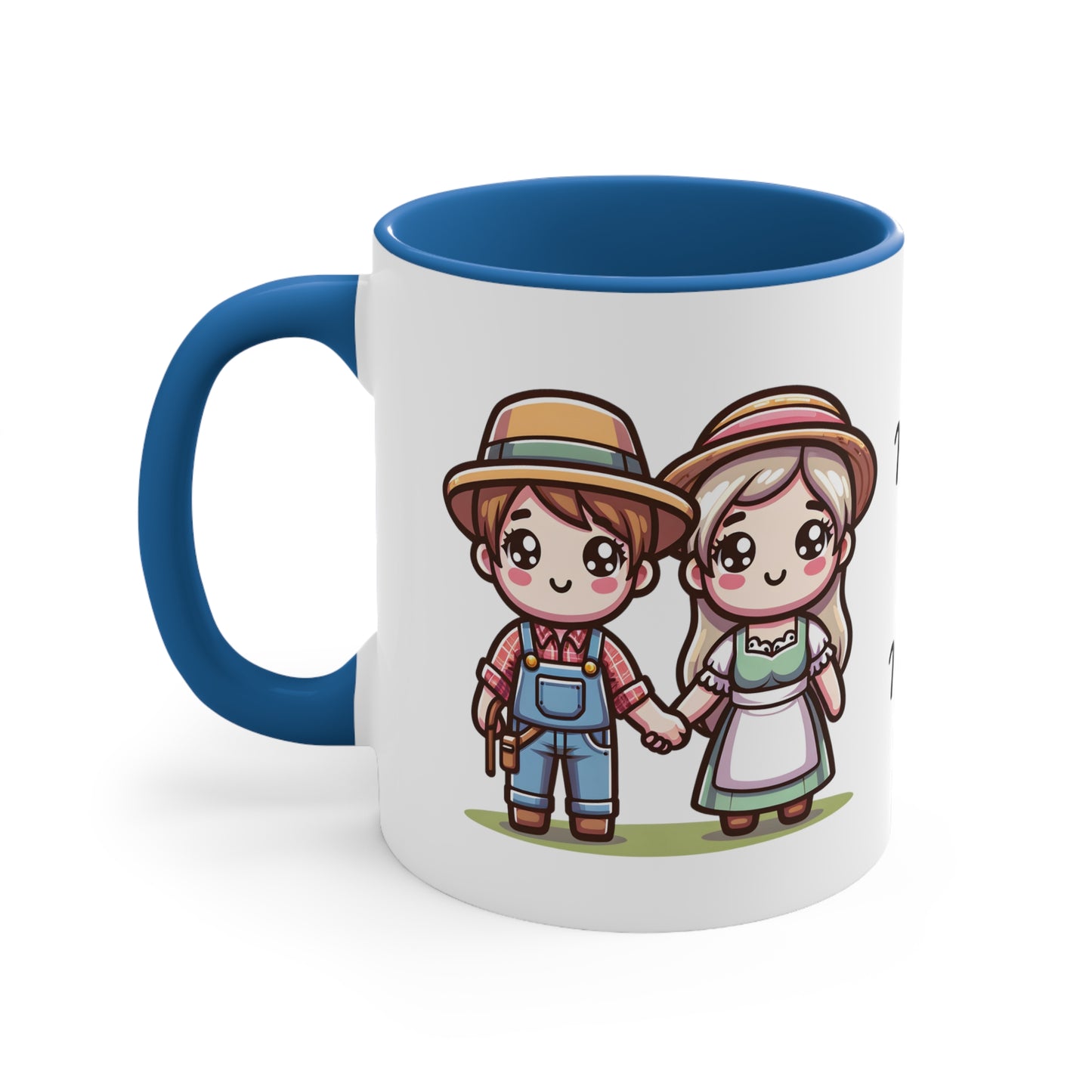 Farmer Couple Collection 2 Personalized Cute - Custom Accent Coffee Mug, 11oz