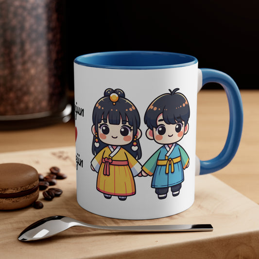 Korean Couple in Korean Clothes Collection 5 Personalized Cute - Custom Accent Coffee Mug, 11oz