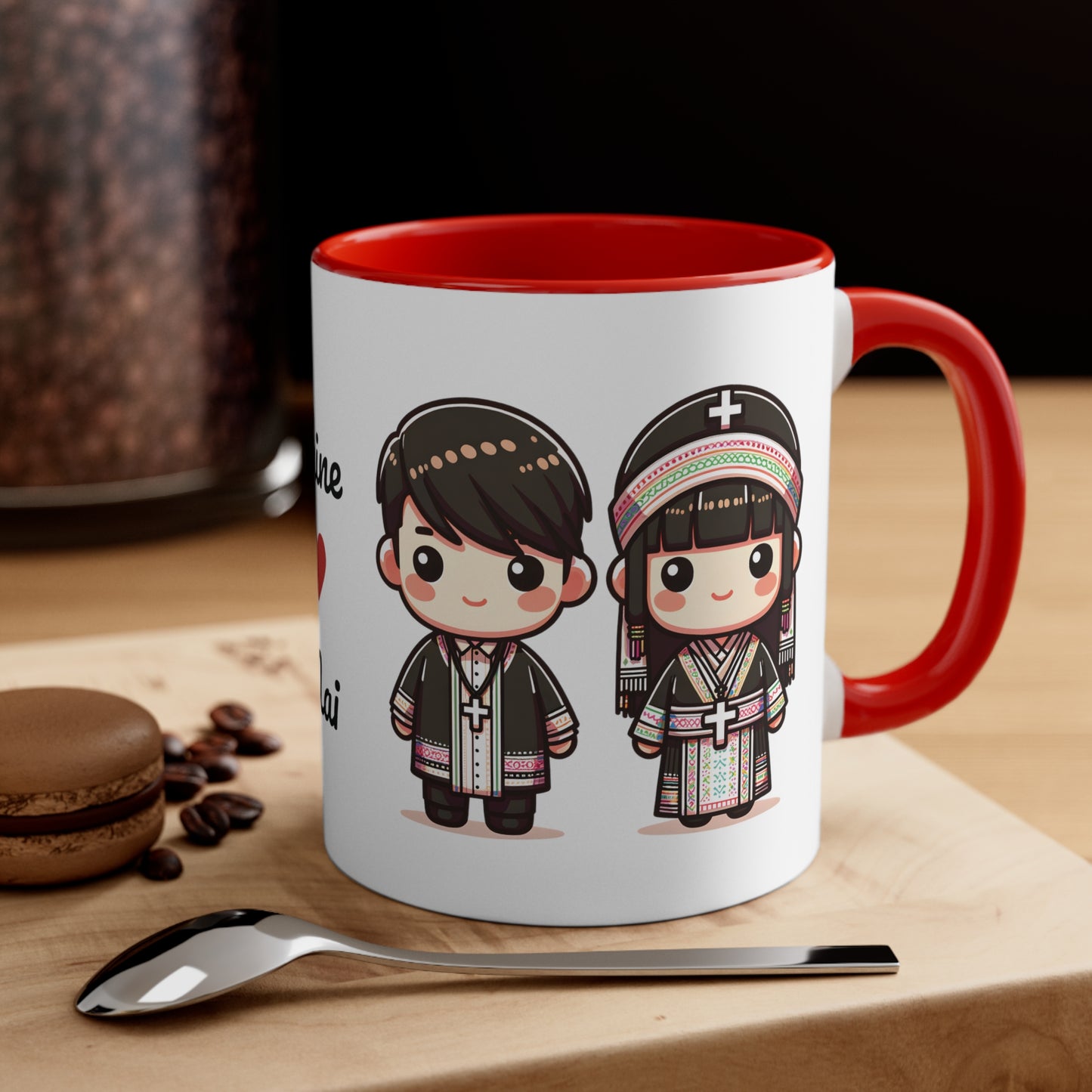 Hmong Christian Couple Colorful Collection 1 Personalized Cute - Custom Accent Coffee Mug, 11oz