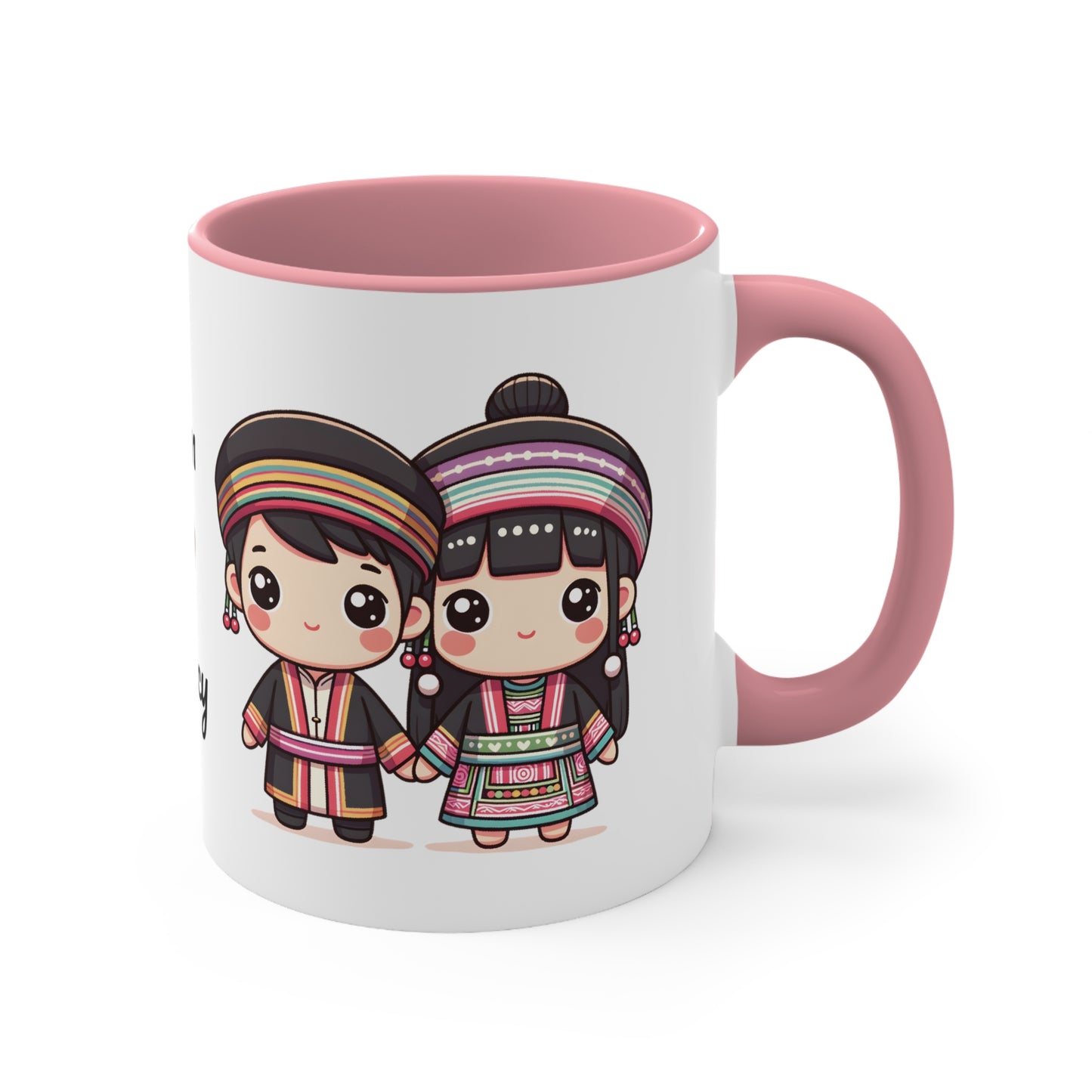 Hmong Couple Colorful Collection 1 Personalized Cute - Custom Accent Coffee Mug, 11oz