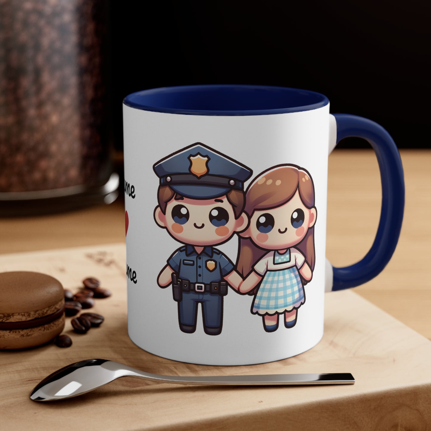 Policeman Couple Collection 1 Personalized Cute - Custom Accent Coffee Mug, 11oz