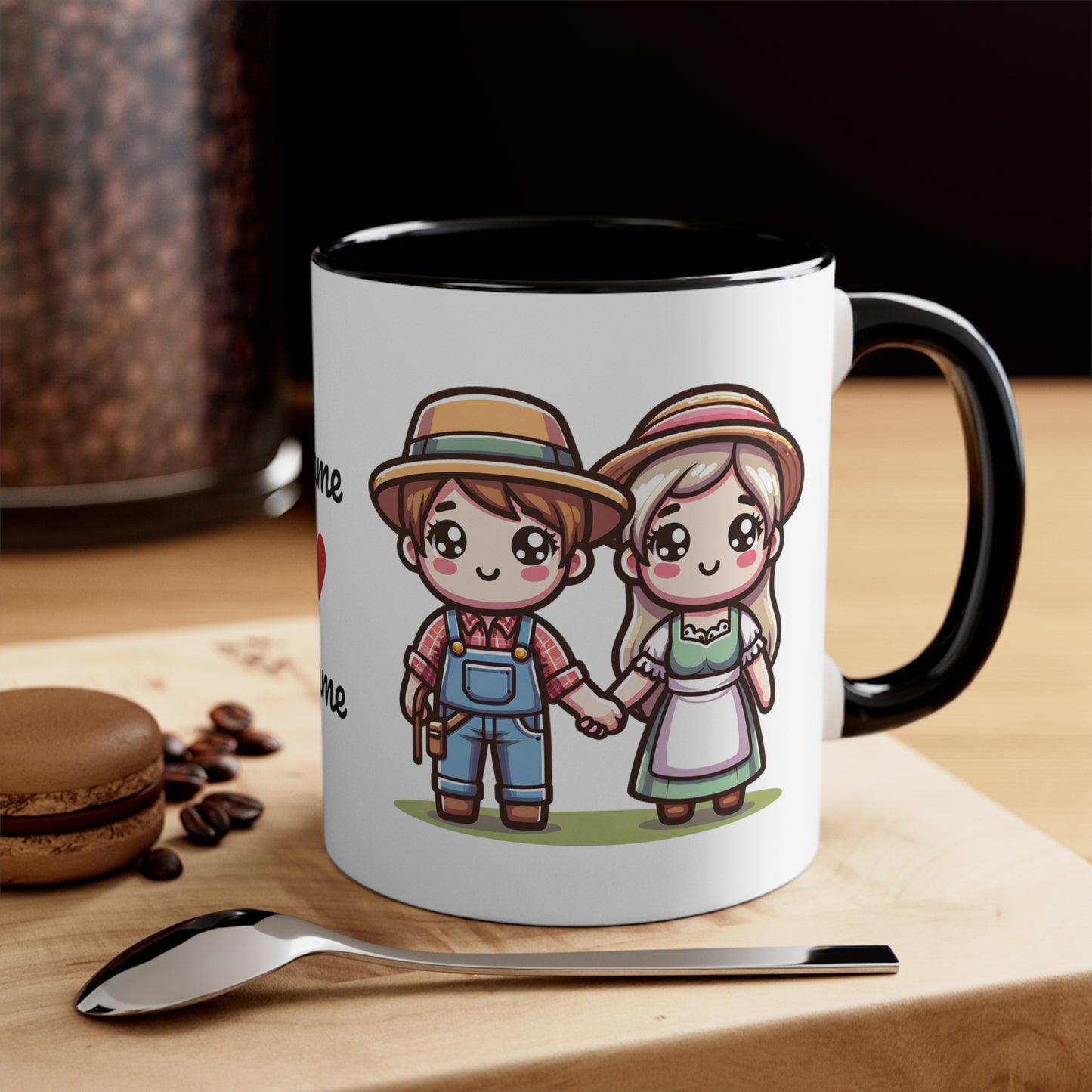 Farmer Couple Collection 2 Personalized Cute - Custom Accent Coffee Mug, 11oz