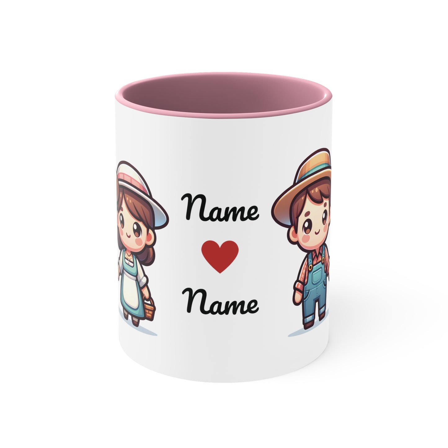 Farmer Couple Collection 4 Personalized Cute - Custom Accent Coffee Mug, 11oz