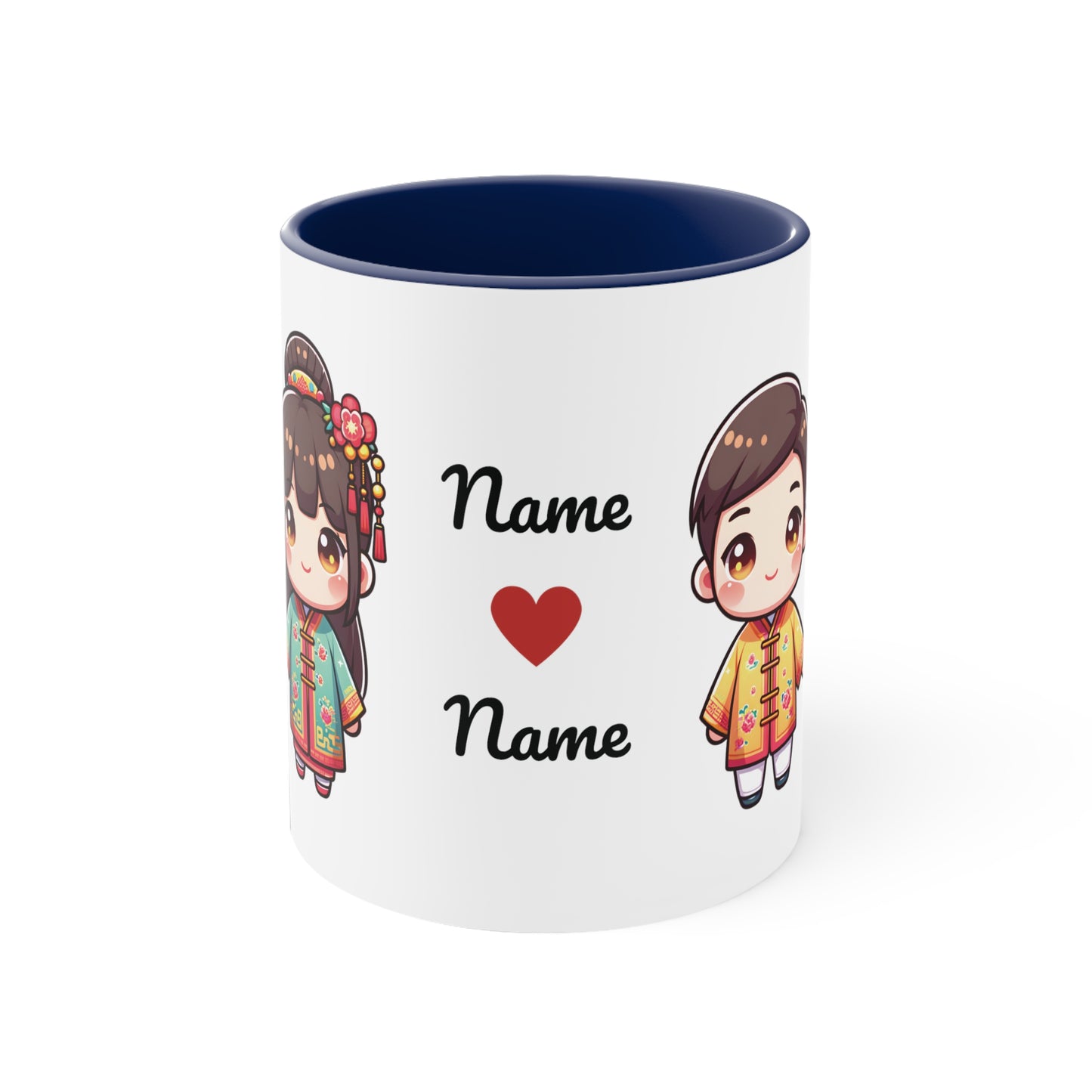 Chinese Couple in Chinese Clothes Collection 5 Personalized Cute - Custom Accent Coffee Mug, 11oz