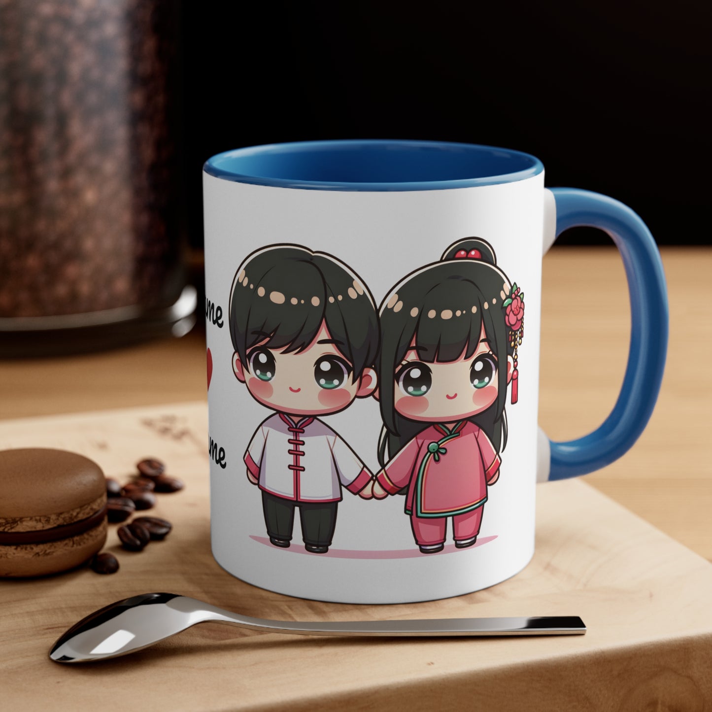 Chinese Couple in Chinese Clothes Collection 3 Personalized Cute - Custom Accent Coffee Mug, 11oz