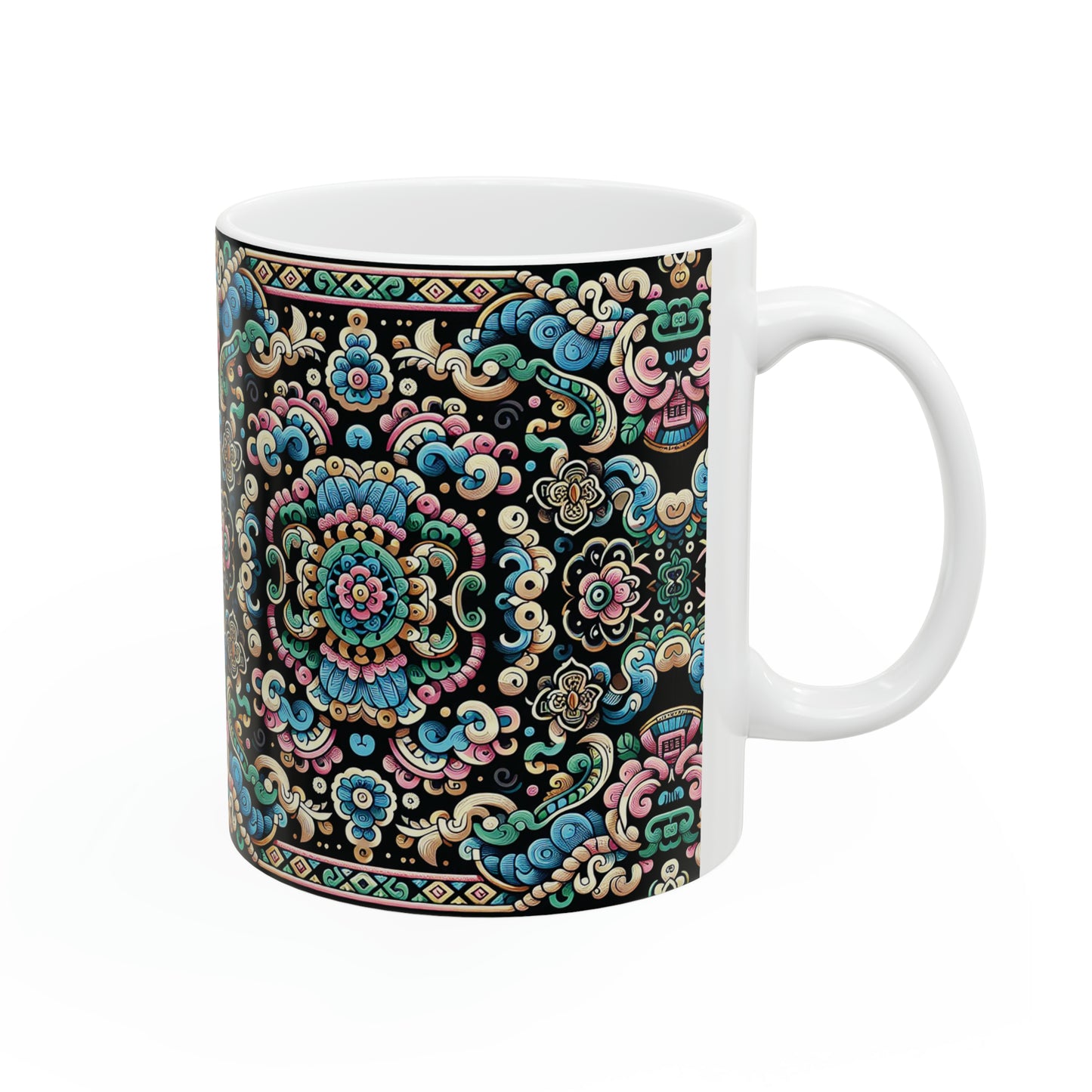 Hmong-Inspired Geometric Ceramic Coffee Mug 10