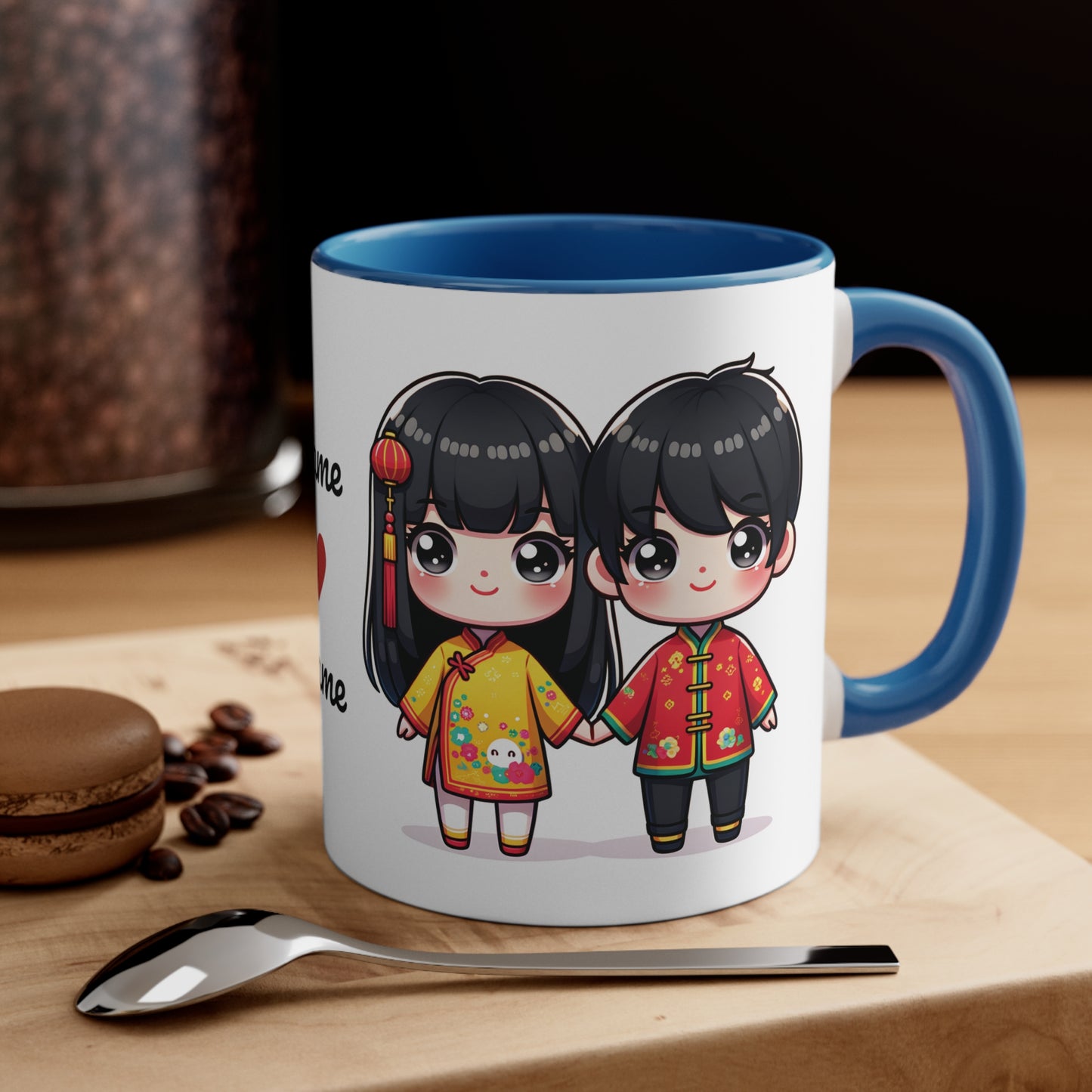 Chinese Couple in Chinese Clothes Collection 2 Personalized Cute - Custom Accent Coffee Mug, 11oz