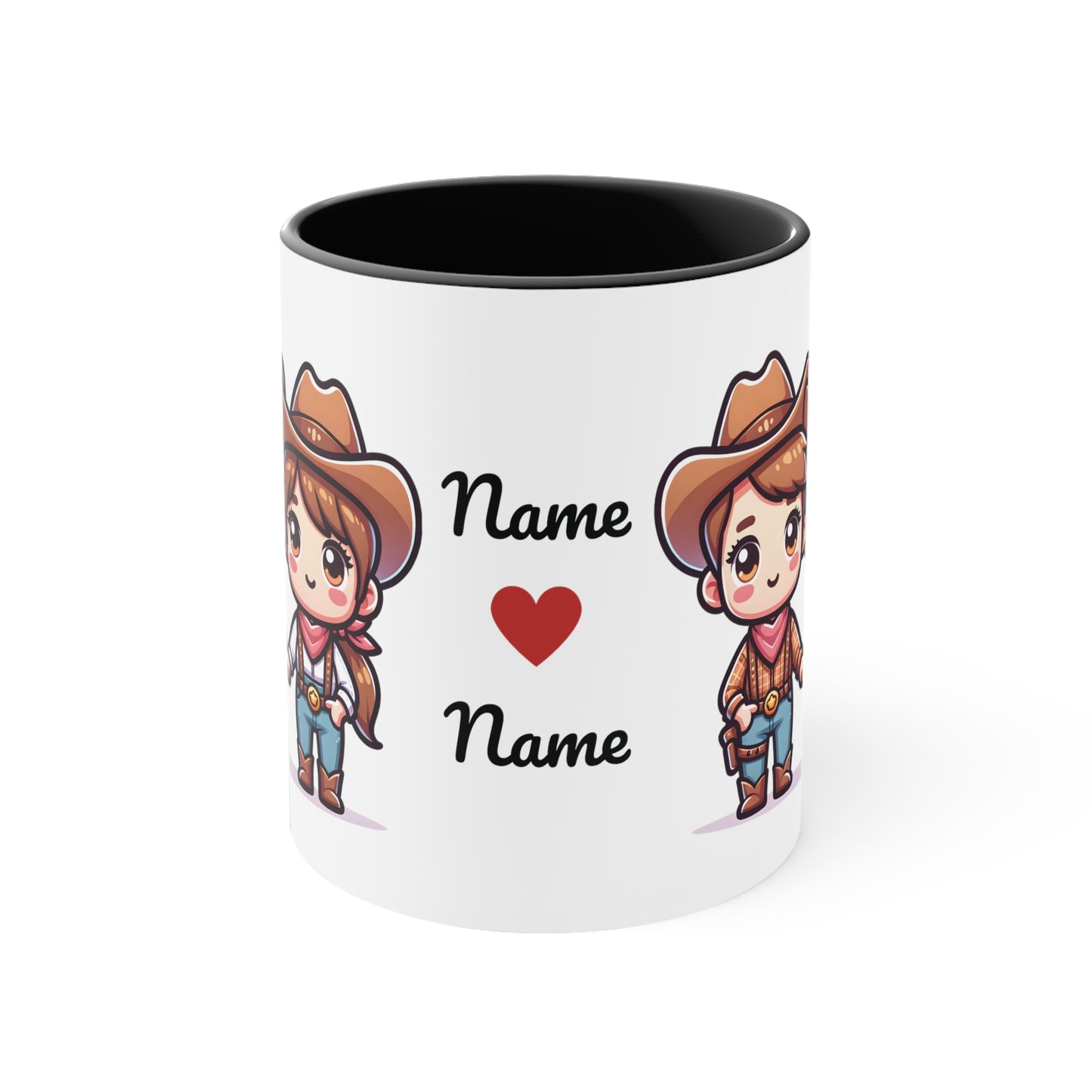 Cowboy Couple Collection 2 Personalized Cute - Custom Accent Coffee Mug, 11oz