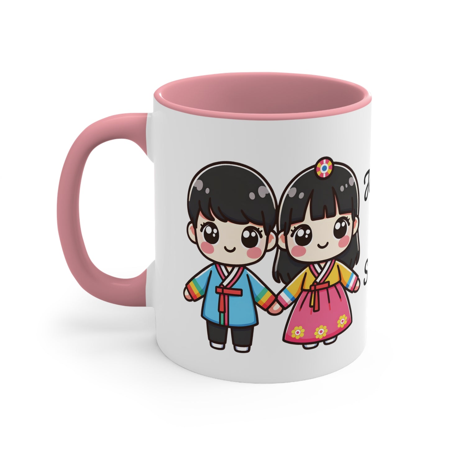 Korean Couple in Korean Clothes Collection 4 Personalized Cute - Custom Accent Coffee Mug, 11oz