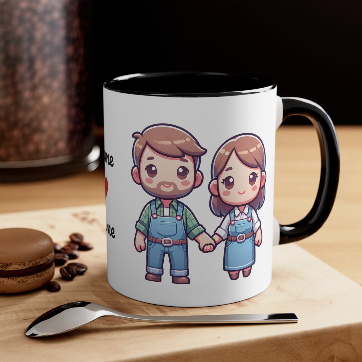 Farmer Couple Collection 1 Personalized Cute - Custom Accent Coffee Mug, 11oz