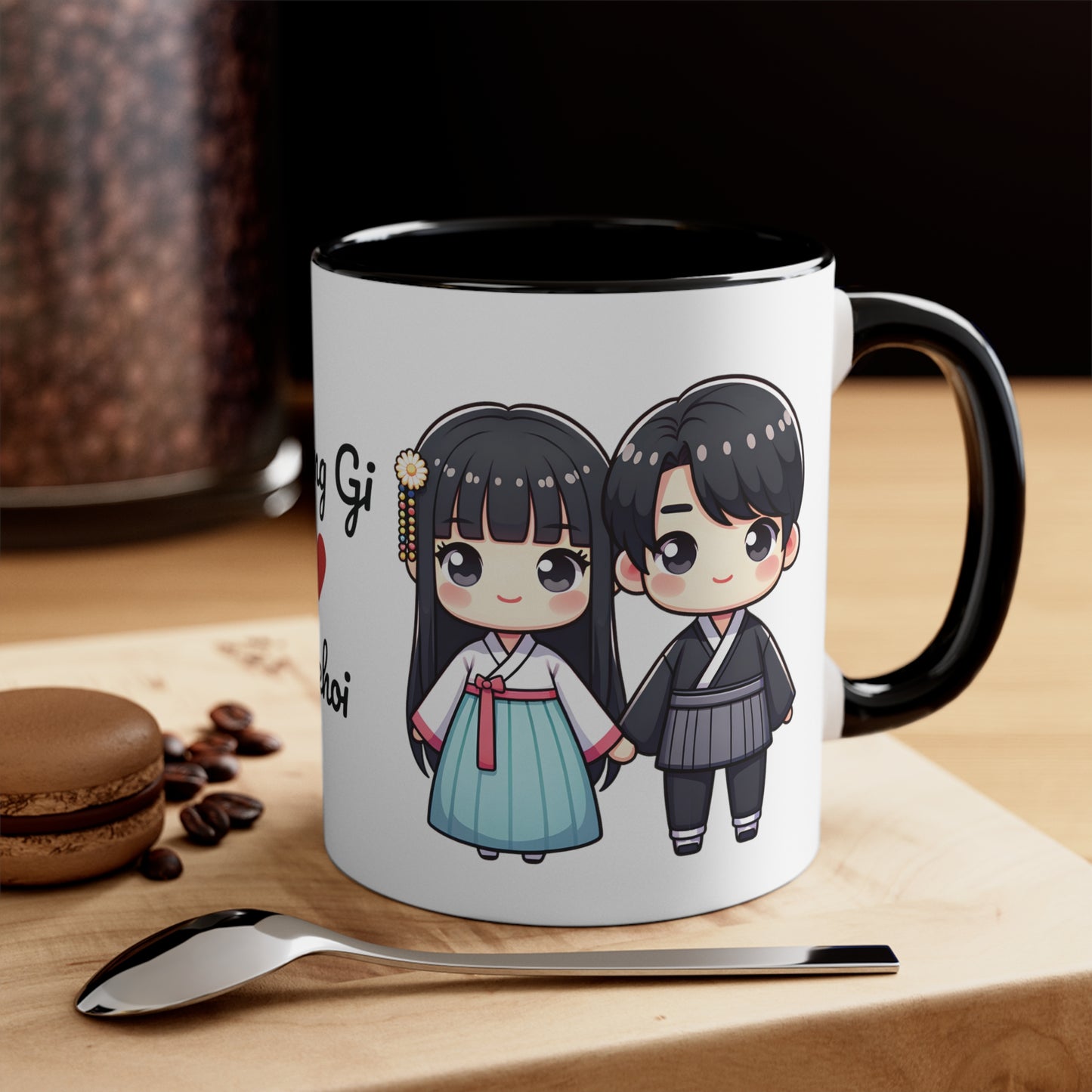 Korean Couple in Korean Clothes Collection 1 Personalized Cute - Custom Accent Coffee Mug, 11oz