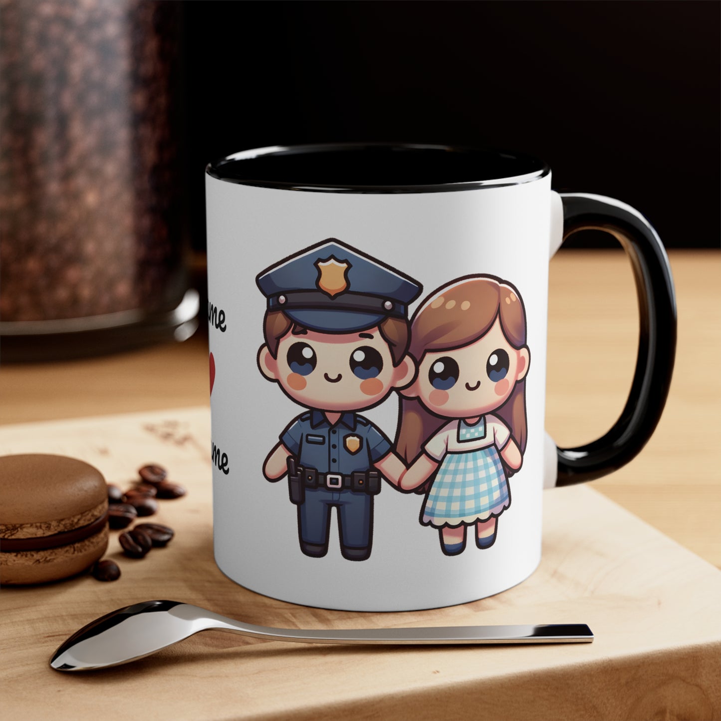 Policeman Couple Collection 1 Personalized Cute - Custom Accent Coffee Mug, 11oz