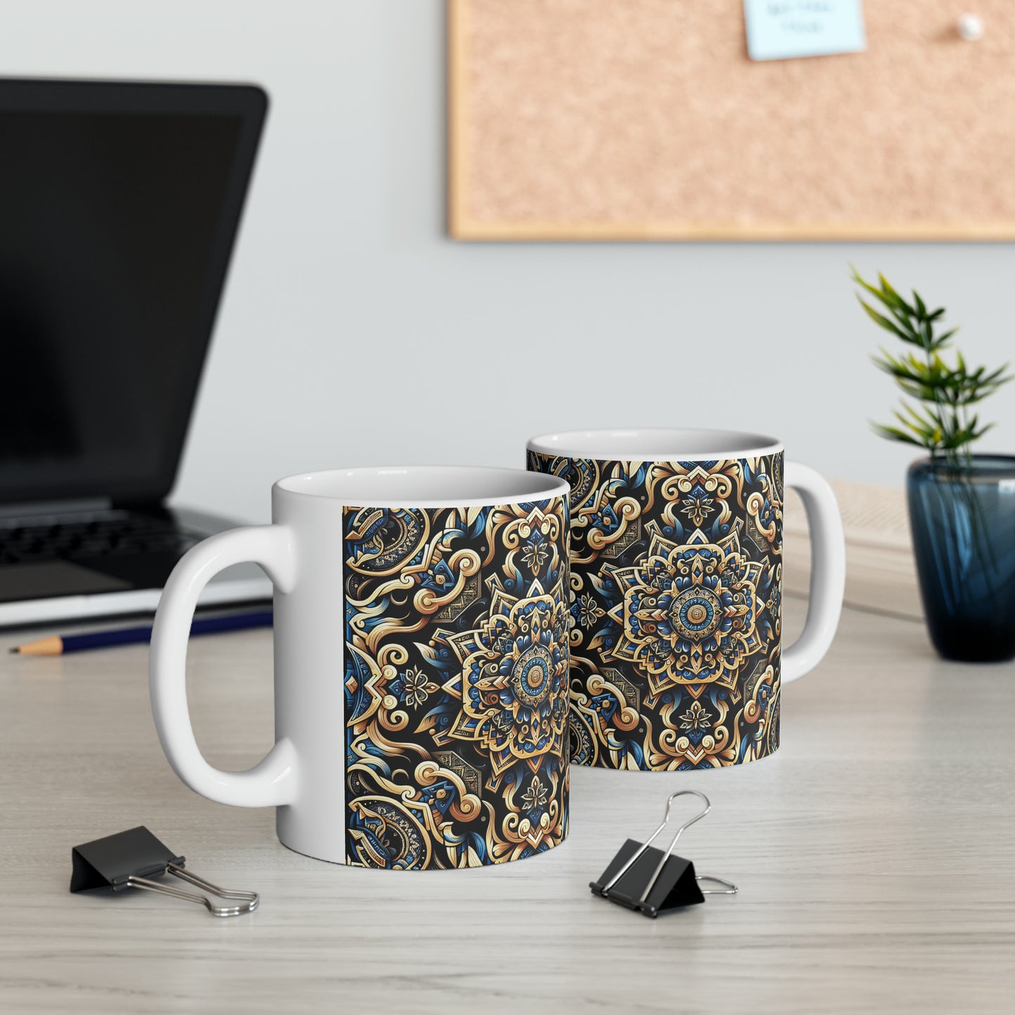 Hmong-Inspired Geometric Ceramic Coffee Mug 7