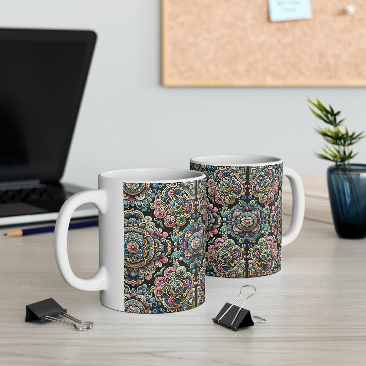 Hmong-Inspired Geometric Ceramic Coffee Mug 9