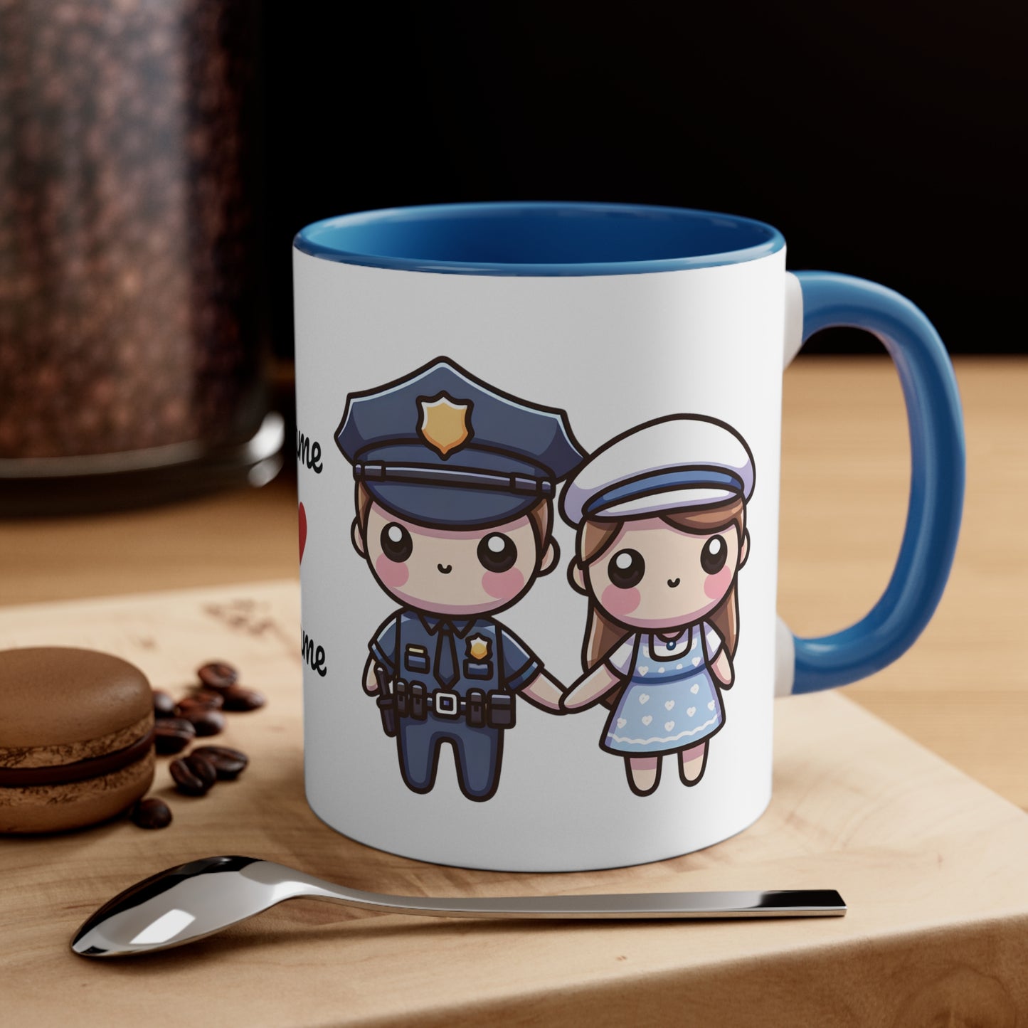 Policeman Couple Collection 3 Personalized Cute - Custom Accent Coffee Mug, 11oz