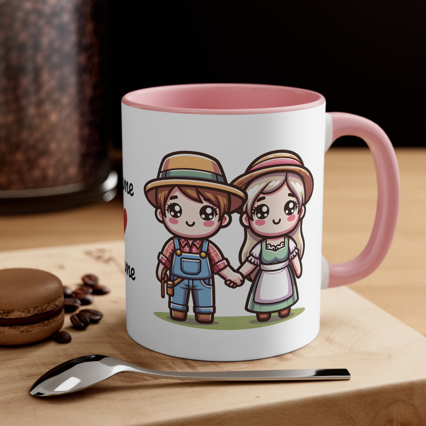 Farmer Couple Collection 2 Personalized Cute - Custom Accent Coffee Mug, 11oz