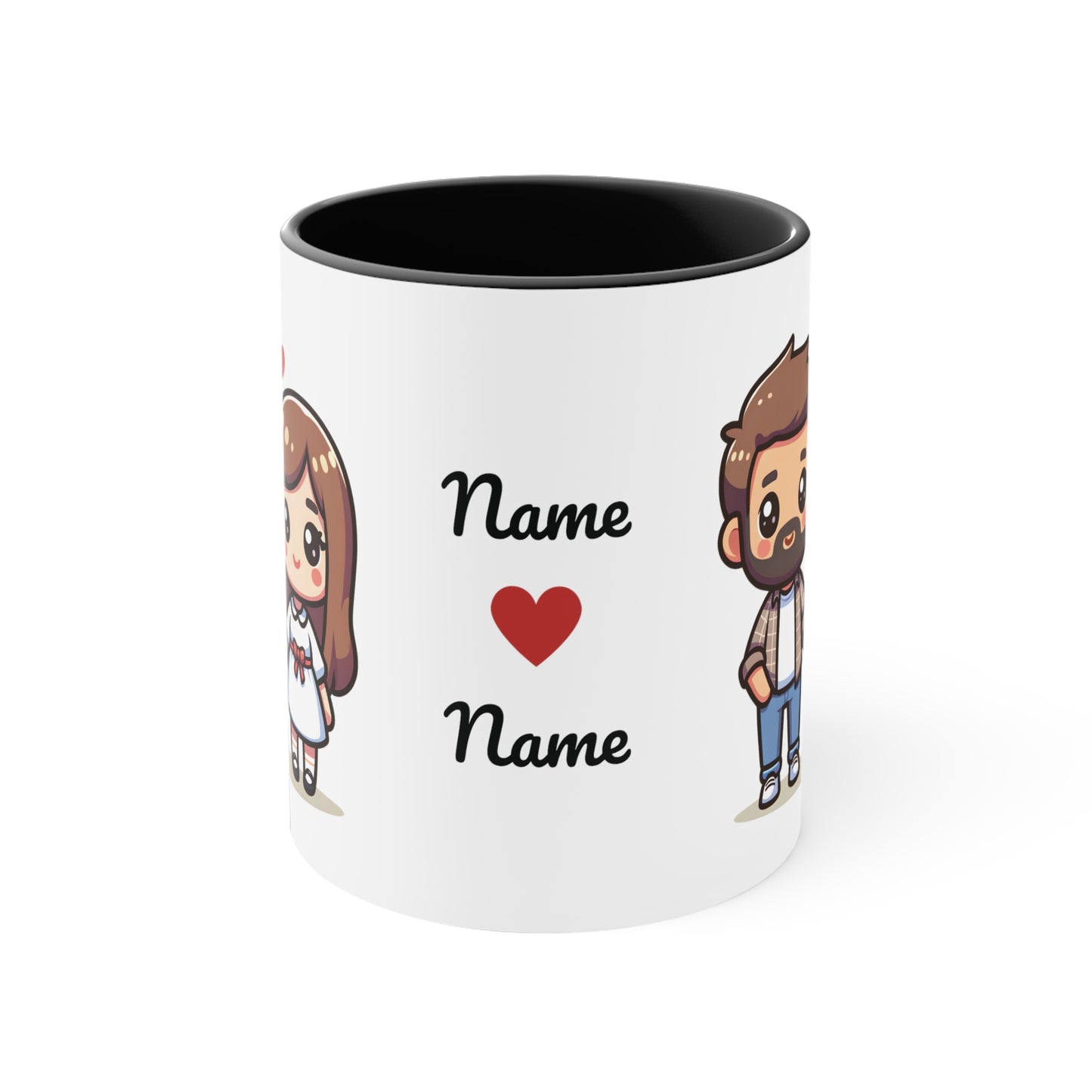 Beardman Couple Collection 1 Personalized Cute - Custom Accent Coffee Mug, 11oz