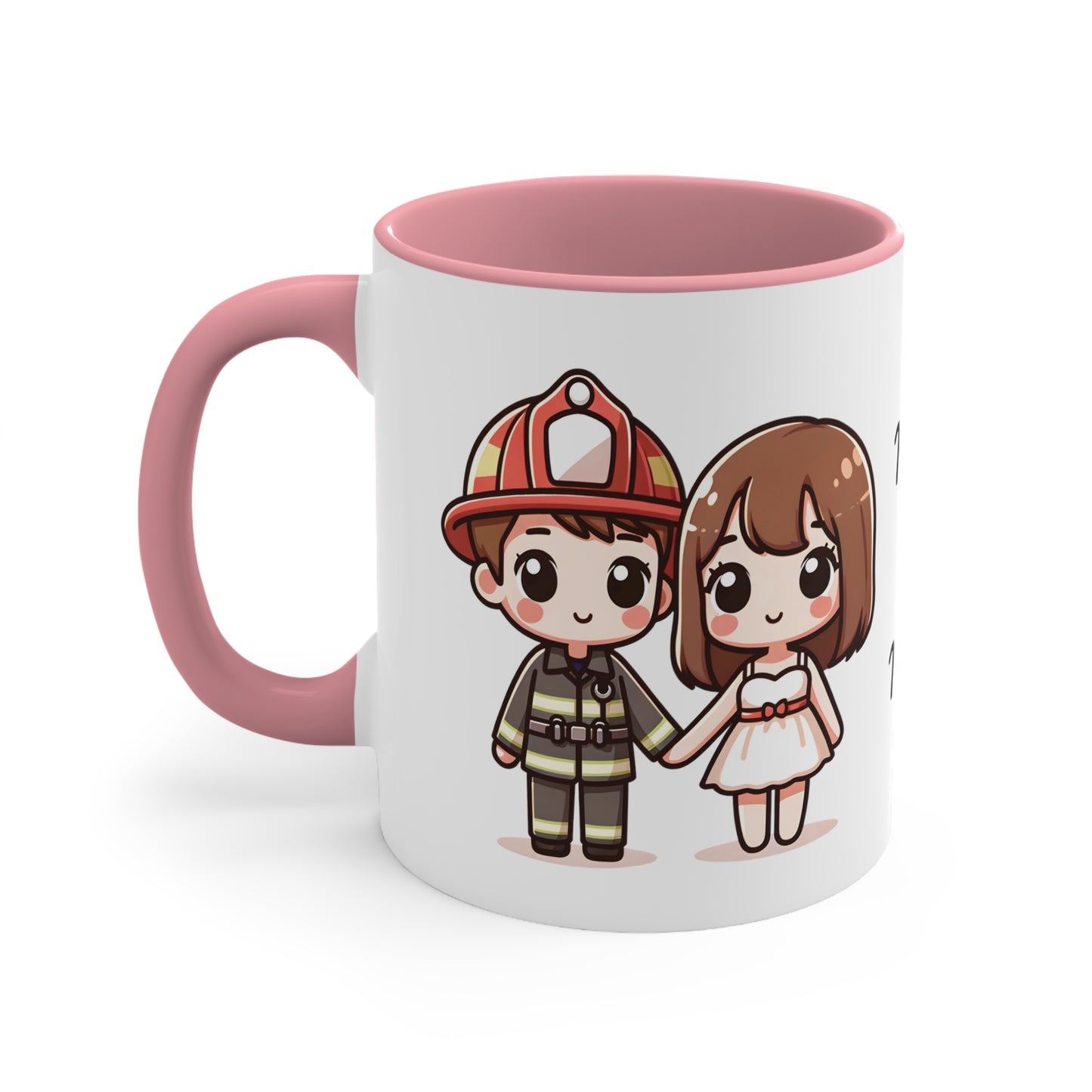 Firefighter Couple Collection 5 Personalized Cute - Custom Accent Coffee Mug, 11oz