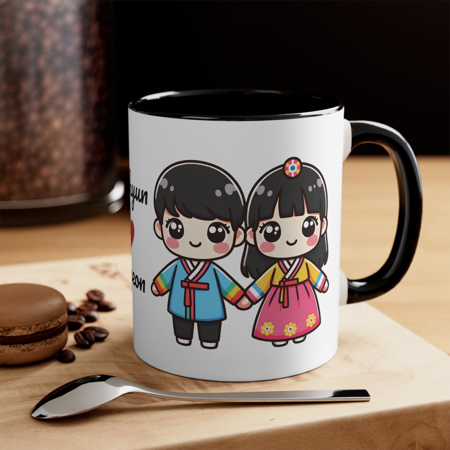 Korean Couple in Korean Clothes Collection 4 Personalized Cute - Custom Accent Coffee Mug, 11oz