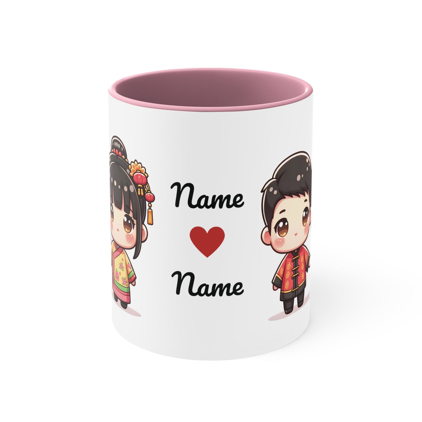 Chinese Couple in Chinese Clothes Collection 13 Personalized Cute - Custom Accent Coffee Mug, 11oz