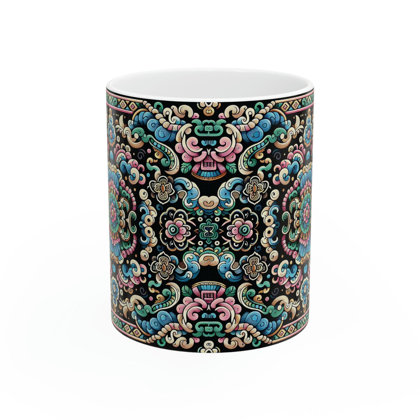 Hmong-Inspired Geometric Ceramic Coffee Mug 10