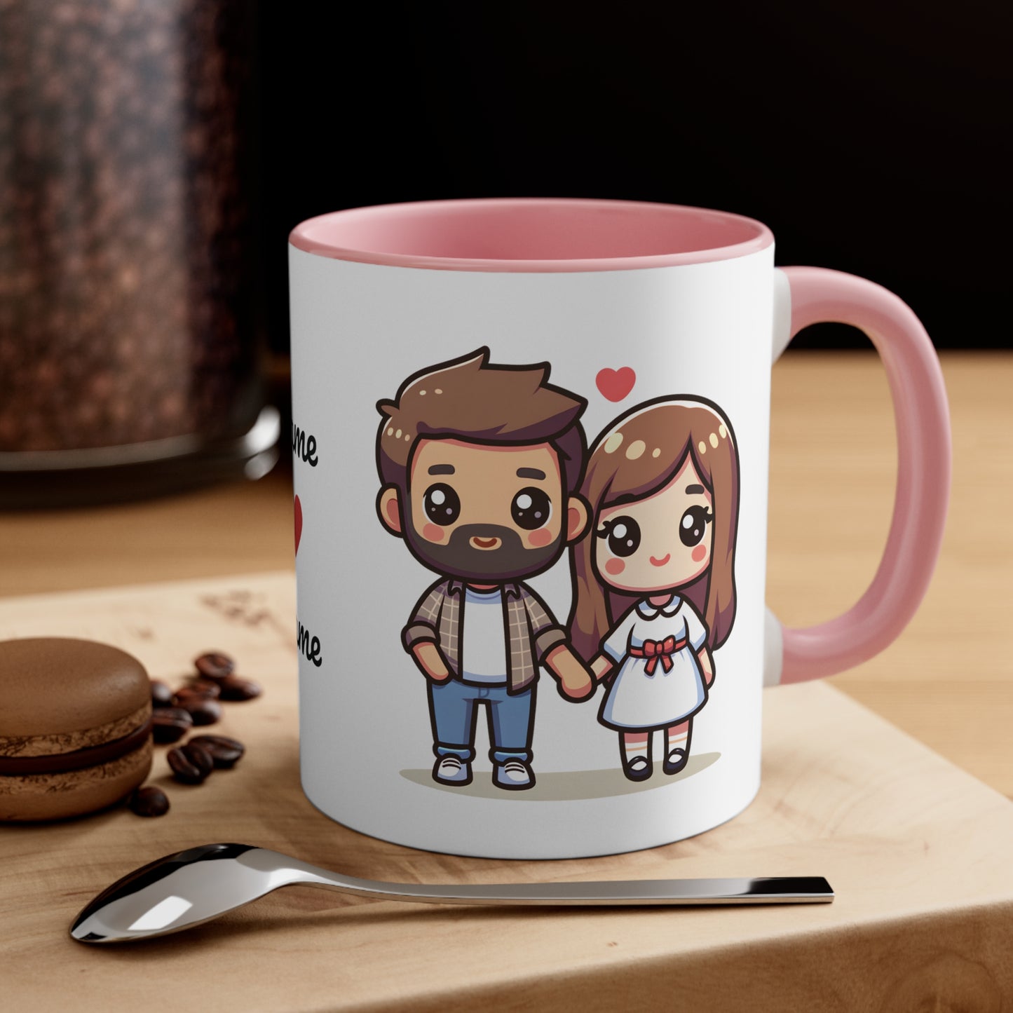 Beardman Couple Collection 1 Personalized Cute - Custom Accent Coffee Mug, 11oz