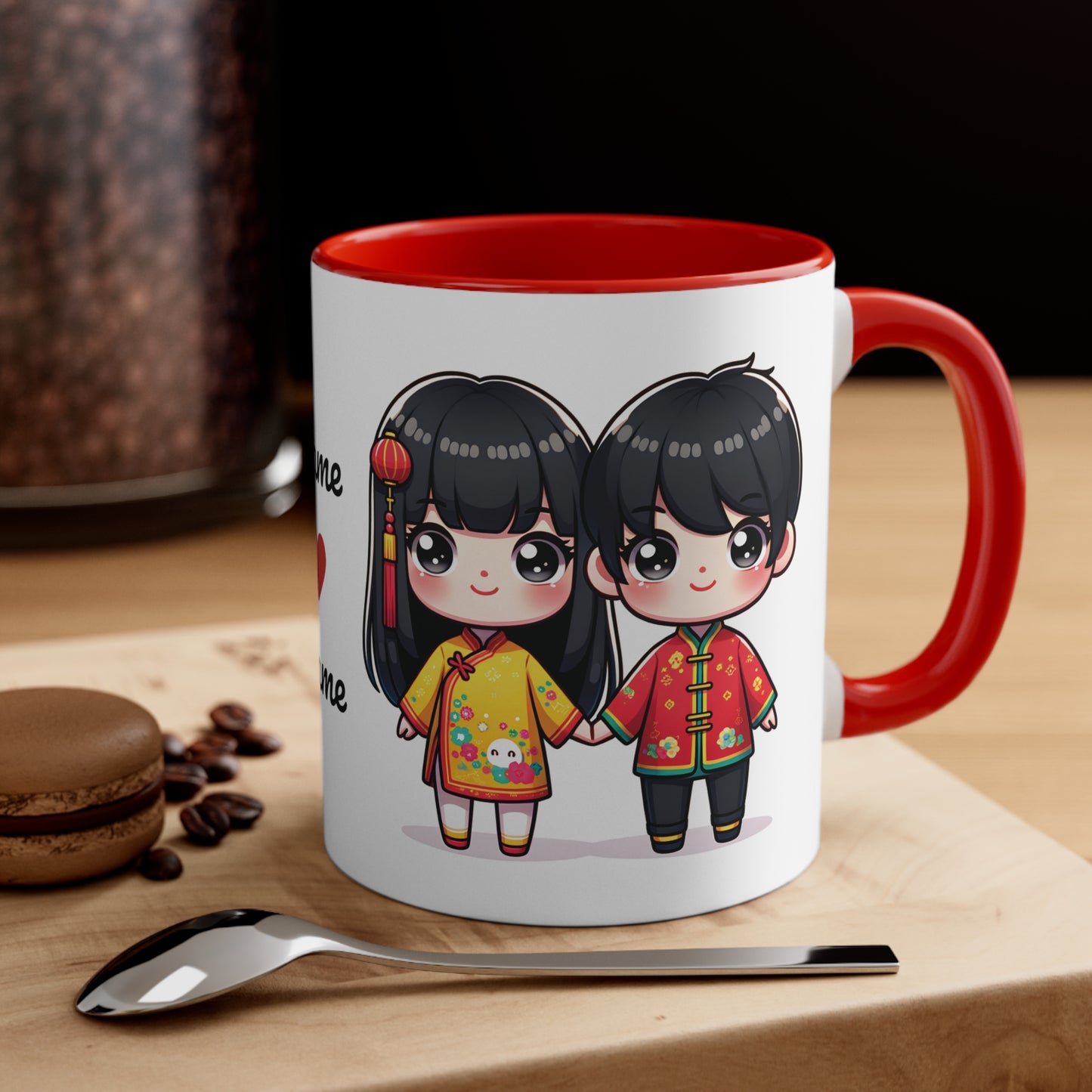 Chinese Couple in Chinese Clothes Collection 2 Personalized Cute - Custom Accent Coffee Mug, 11oz