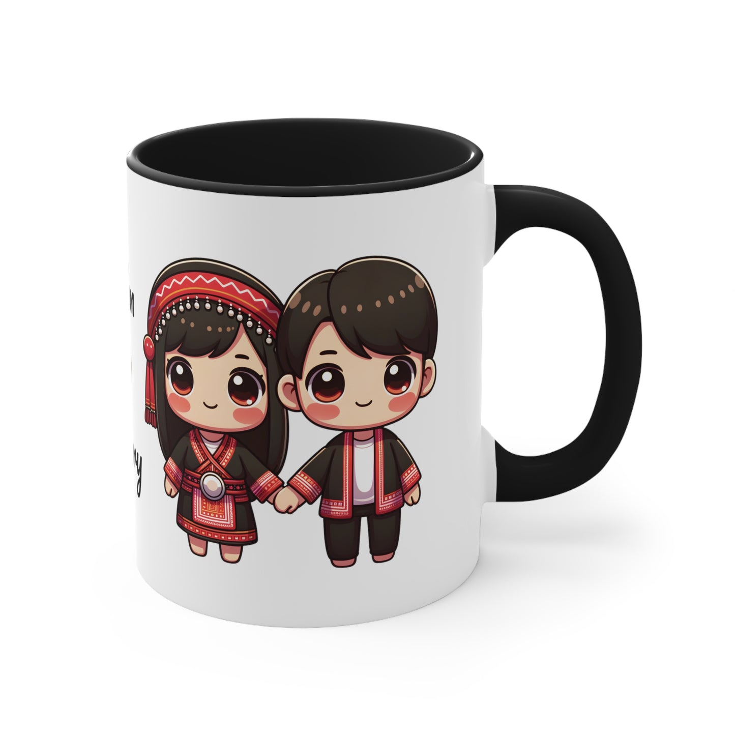 Hmong Couple Red Collection 1 Personalized Cute - Custom Accent Coffee Mug, 11oz