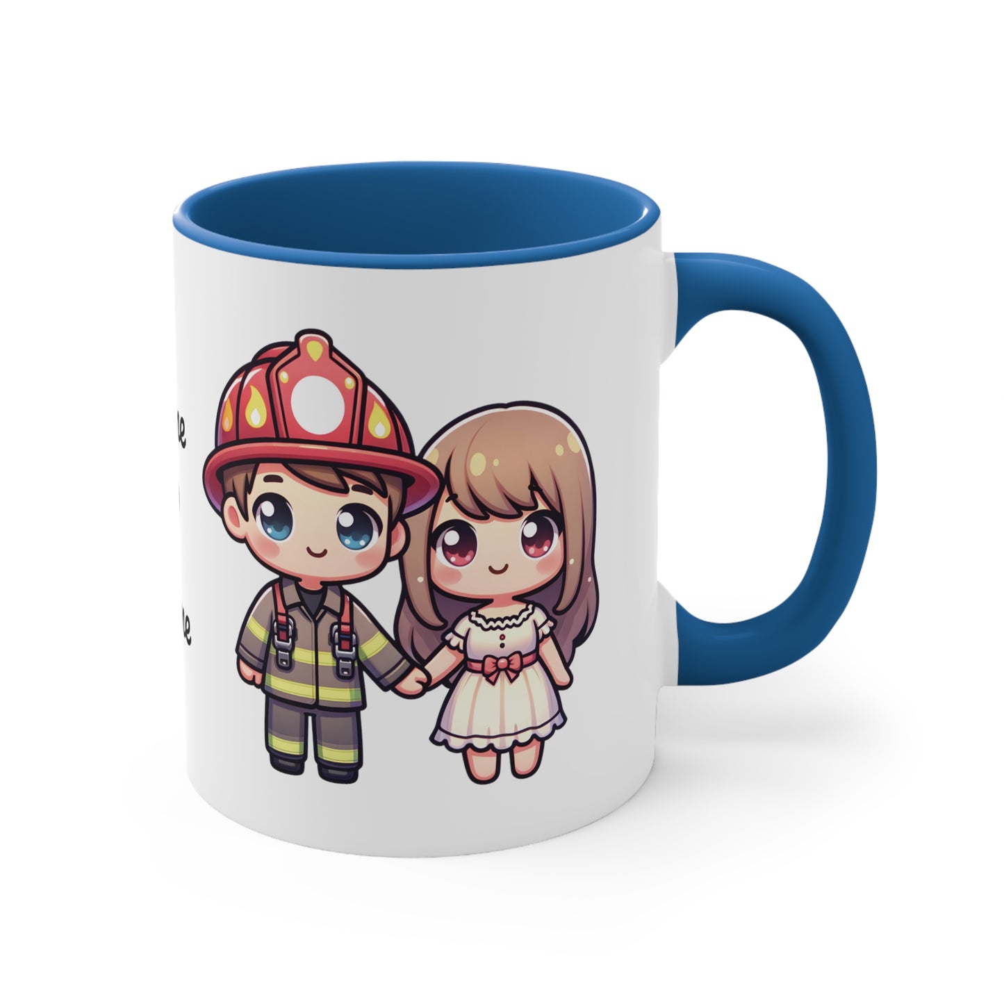 Firefighter Couple Collection 3 Personalized Cute - Custom Accent Coffee Mug, 11oz