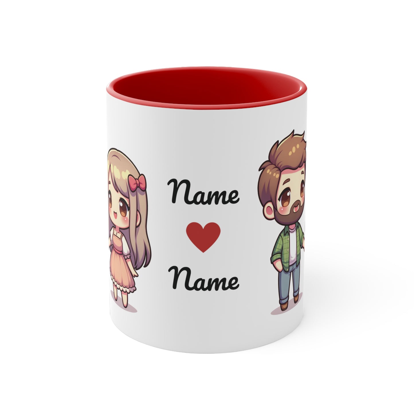 Beardman Couple Collection 2 Personalized Cute - Custom Accent Coffee Mug, 11oz