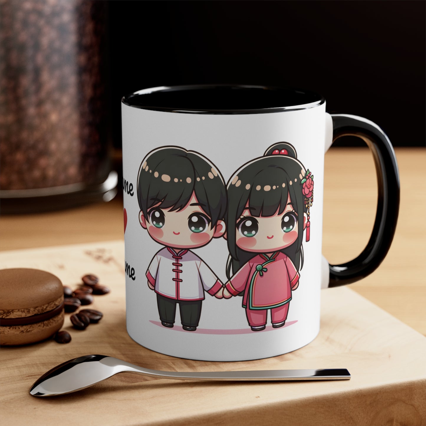 Chinese Couple in Chinese Clothes Collection 3 Personalized Cute - Custom Accent Coffee Mug, 11oz