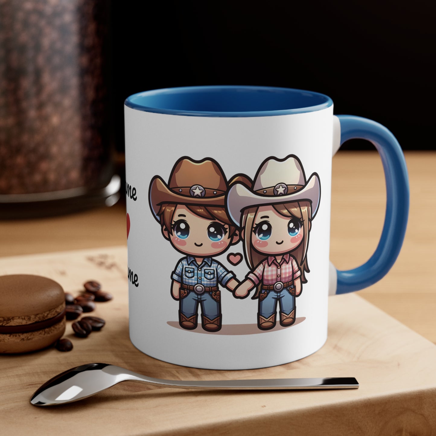 Cowboy Couple Collection 4 Personalized Cute - Custom Accent Coffee Mug, 11oz