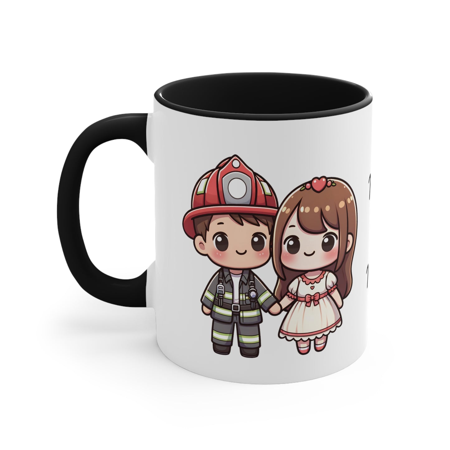 Firefighter Couple Collection 6 Personalized Cute - Custom Accent Coffee Mug, 11oz