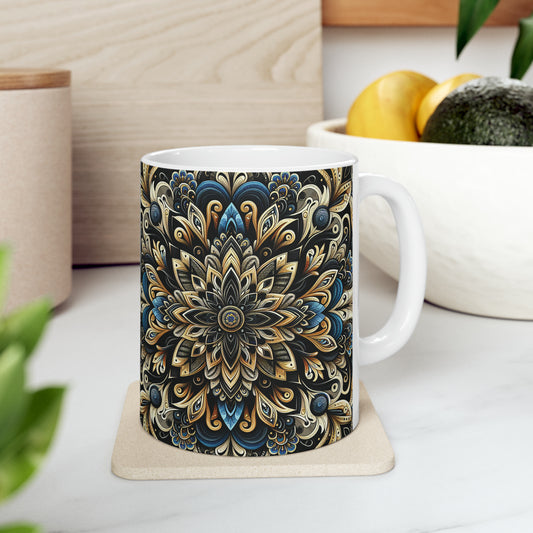 Hmong-Inspired Geometric Ceramic Coffee Mug 6