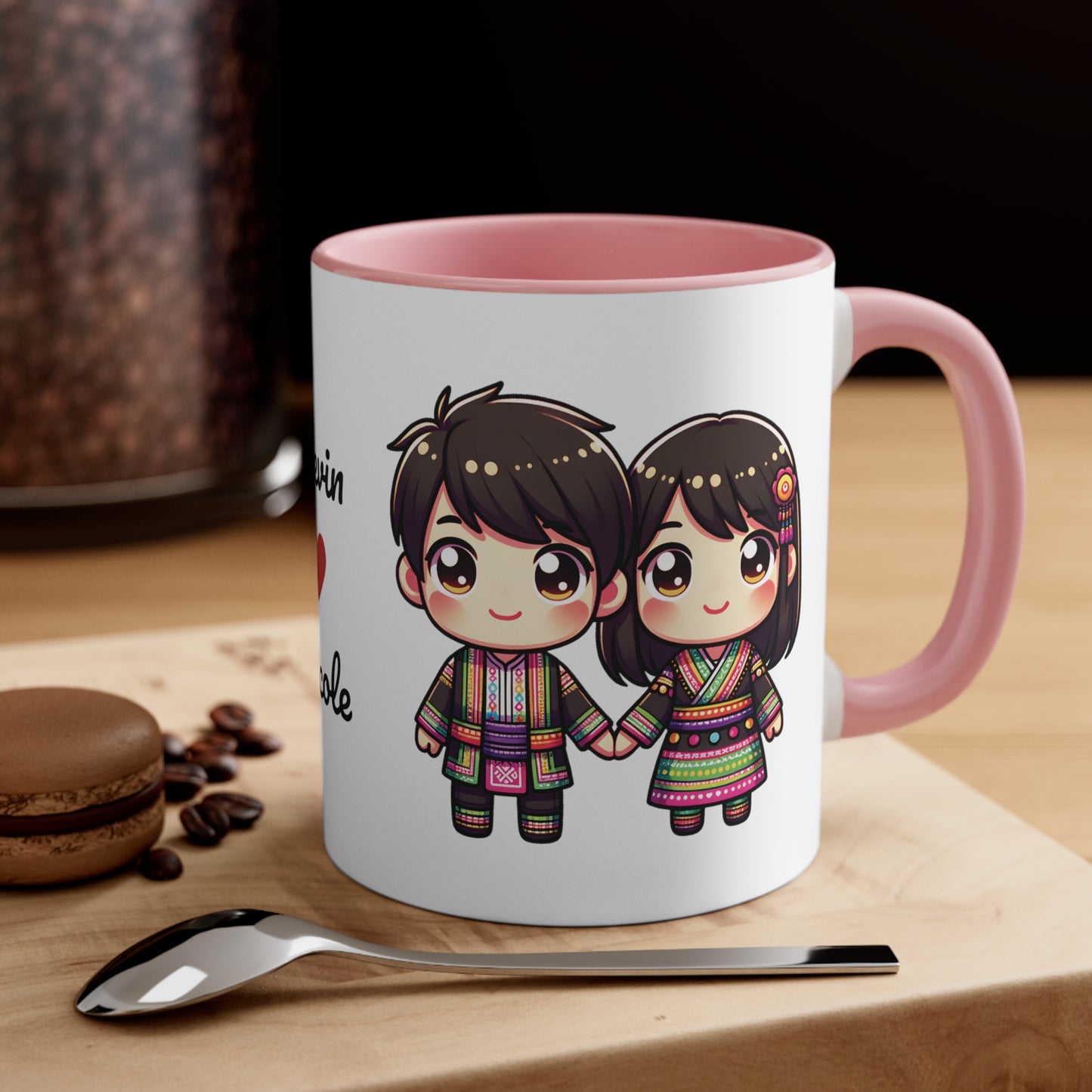 Hmong Couple Colorful Collection 4 Personalized Cute - Custom Accent Coffee Mug, 11oz