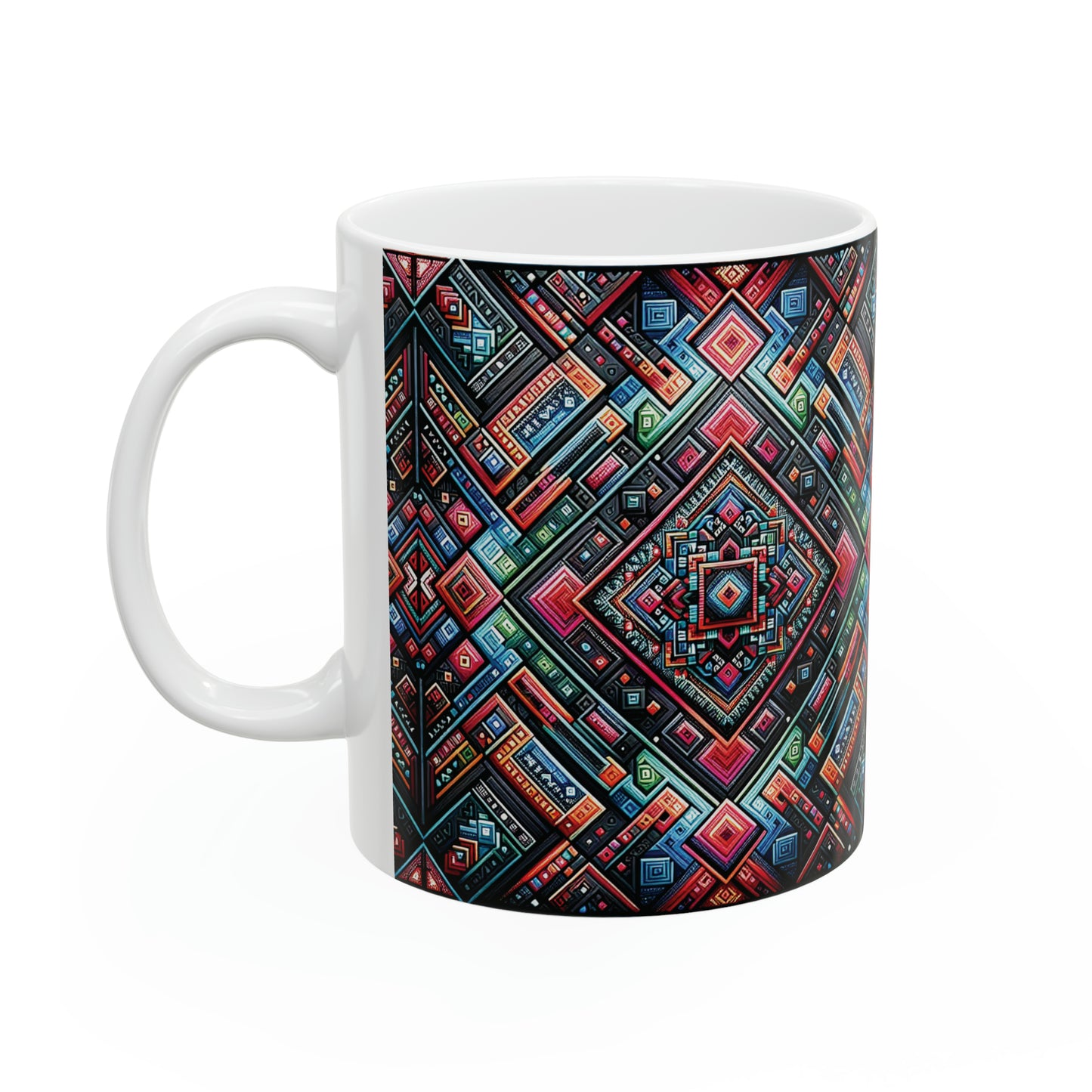 Hmong-Inspired Geometric Ceramic Coffee Mug 12