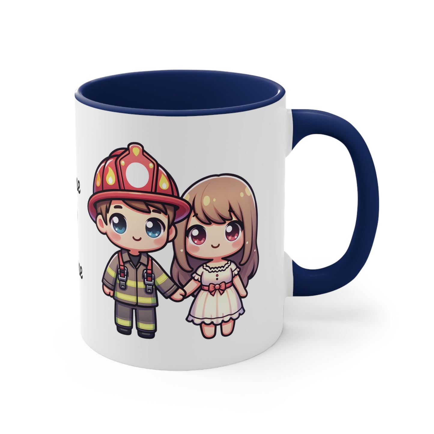 Firefighter Couple Collection 3 Personalized Cute - Custom Accent Coffee Mug, 11oz